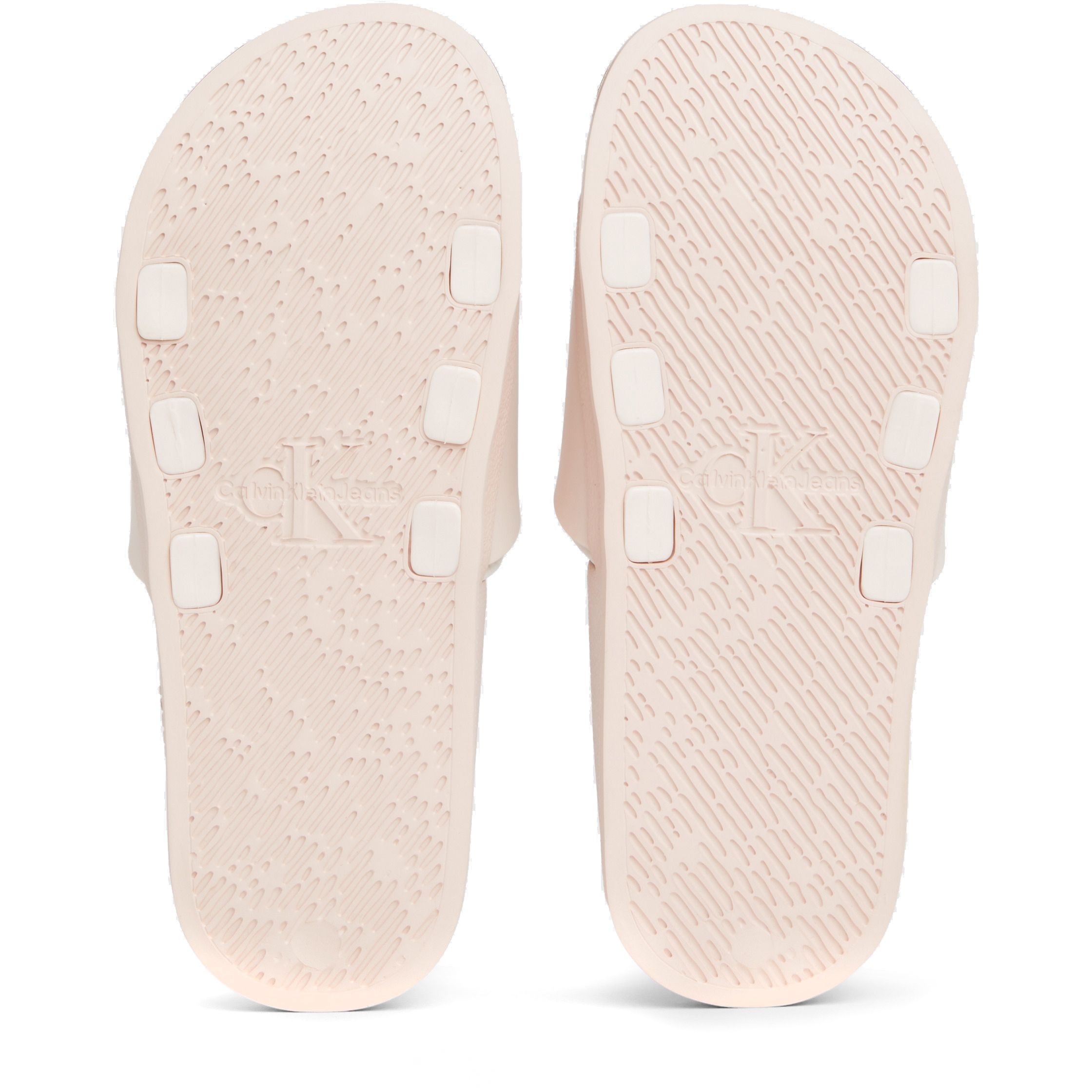 CALVIN KLEIN JEANS Guminės šlepetės moterims, Smėlio, Slide monogram 5