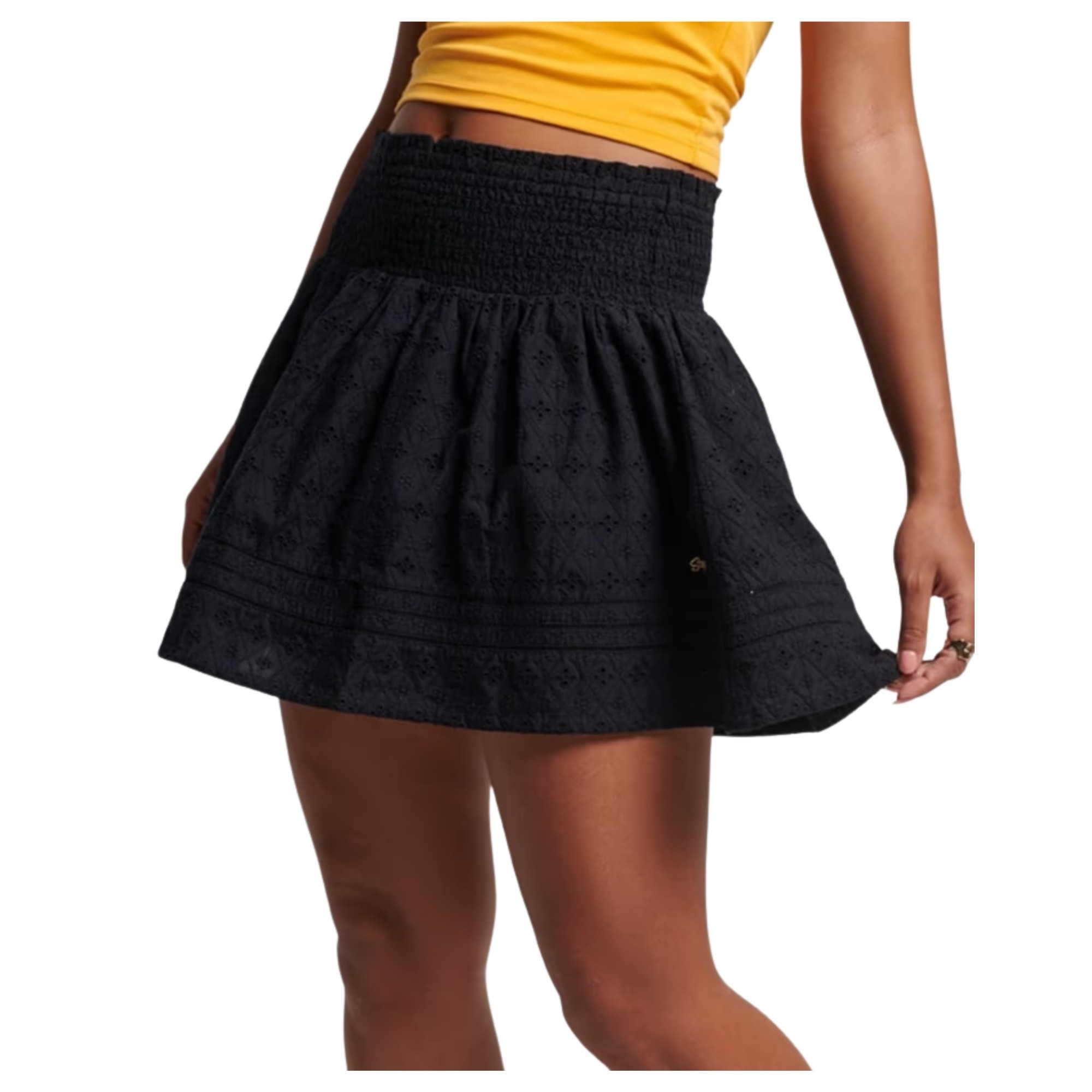 SUPERDRY Midi sijonas moterims, Juoda, VINTAGE LACE MINI SK