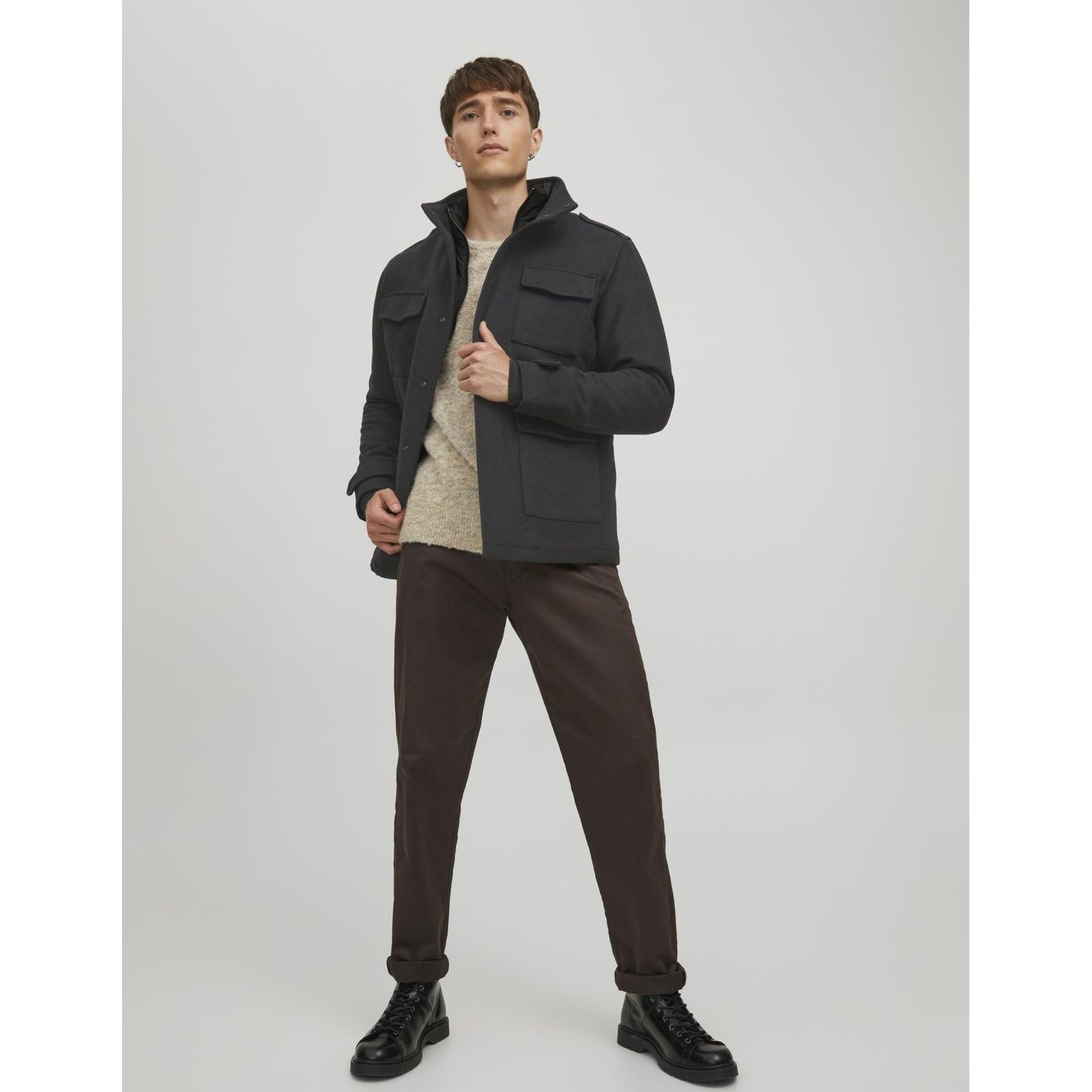JACK & JONES Striukė vyrams, Juoda, JPRBLAPARKER WOOL FIEL 4