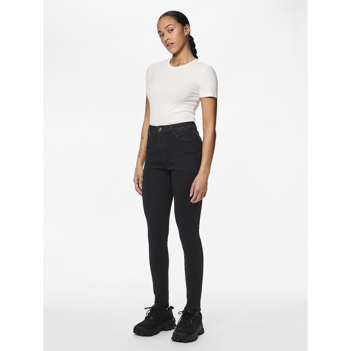 PIECES Aptempti džinsai moterims, Juoda, PCDANA HW SKINNY JEAN 5