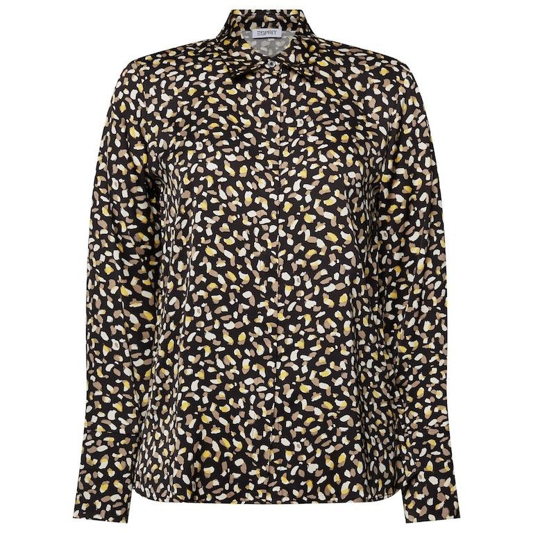 ESPRIT Palaidinės moterims, Juoda, Printed Satin Shirt Blouse 1
