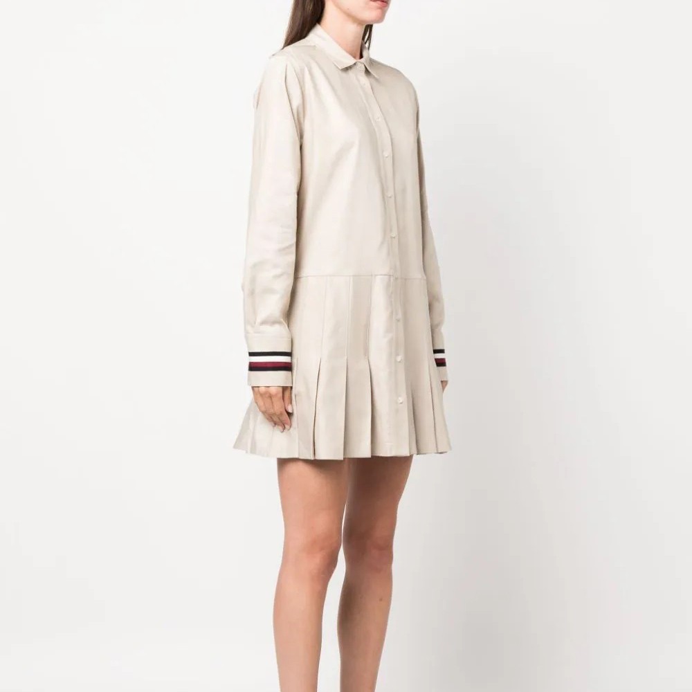 TOMMY HILFIGER Mini suknelė moterims, Smėlio, Global stp short dress ls 2