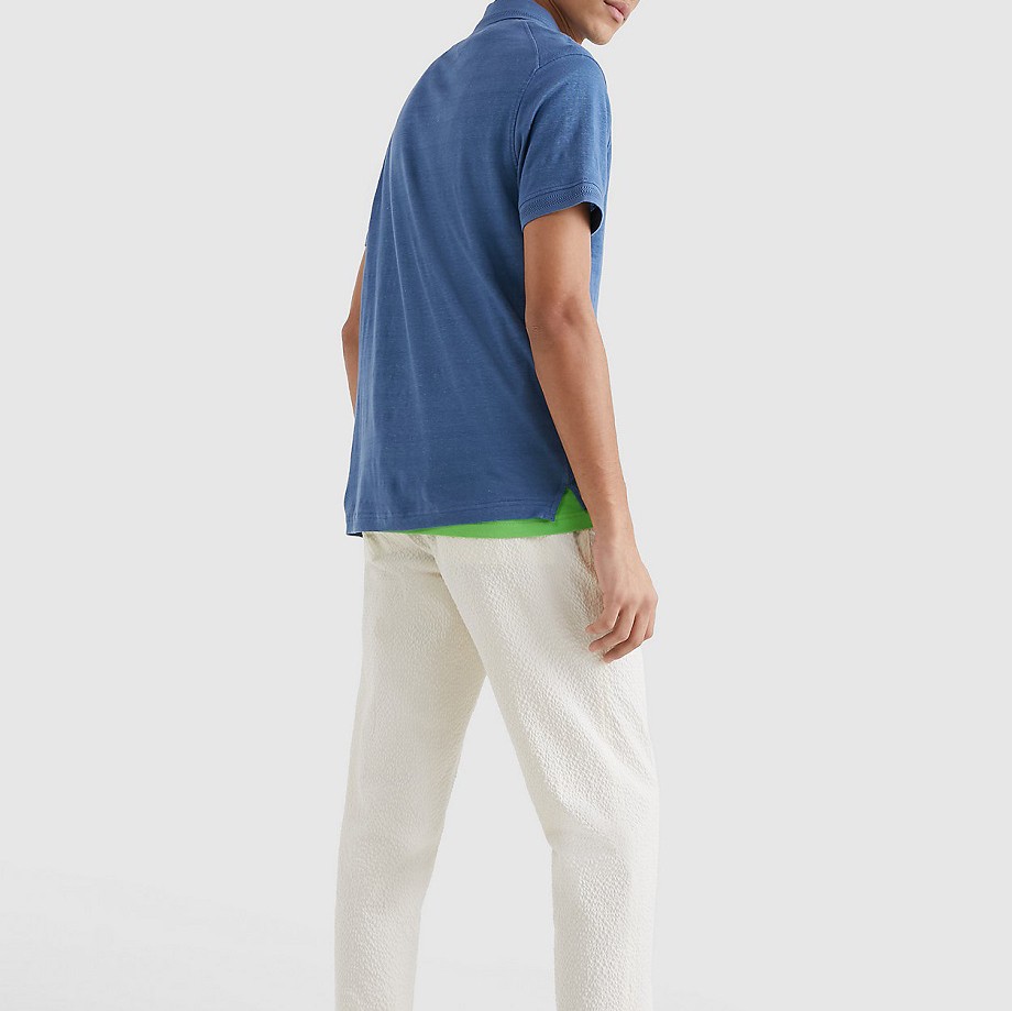 TOMMY HILFIGER Polo marškiniai trumpos rank. vyrams, Mėlyna, Dc premium linen polo 3
