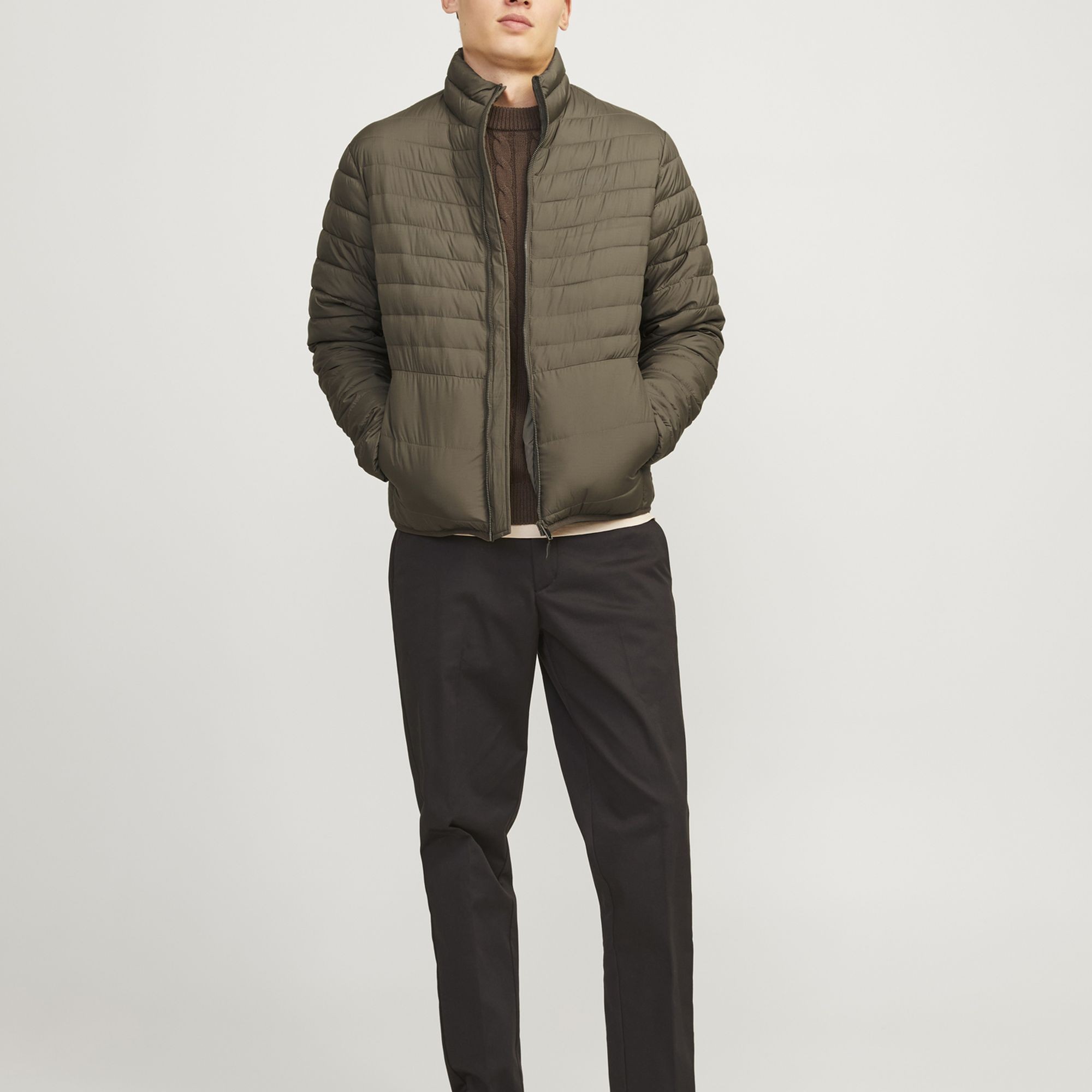 JACK & JONES Lengva striukė vyrams, Chaki, State packable puffer collar 6