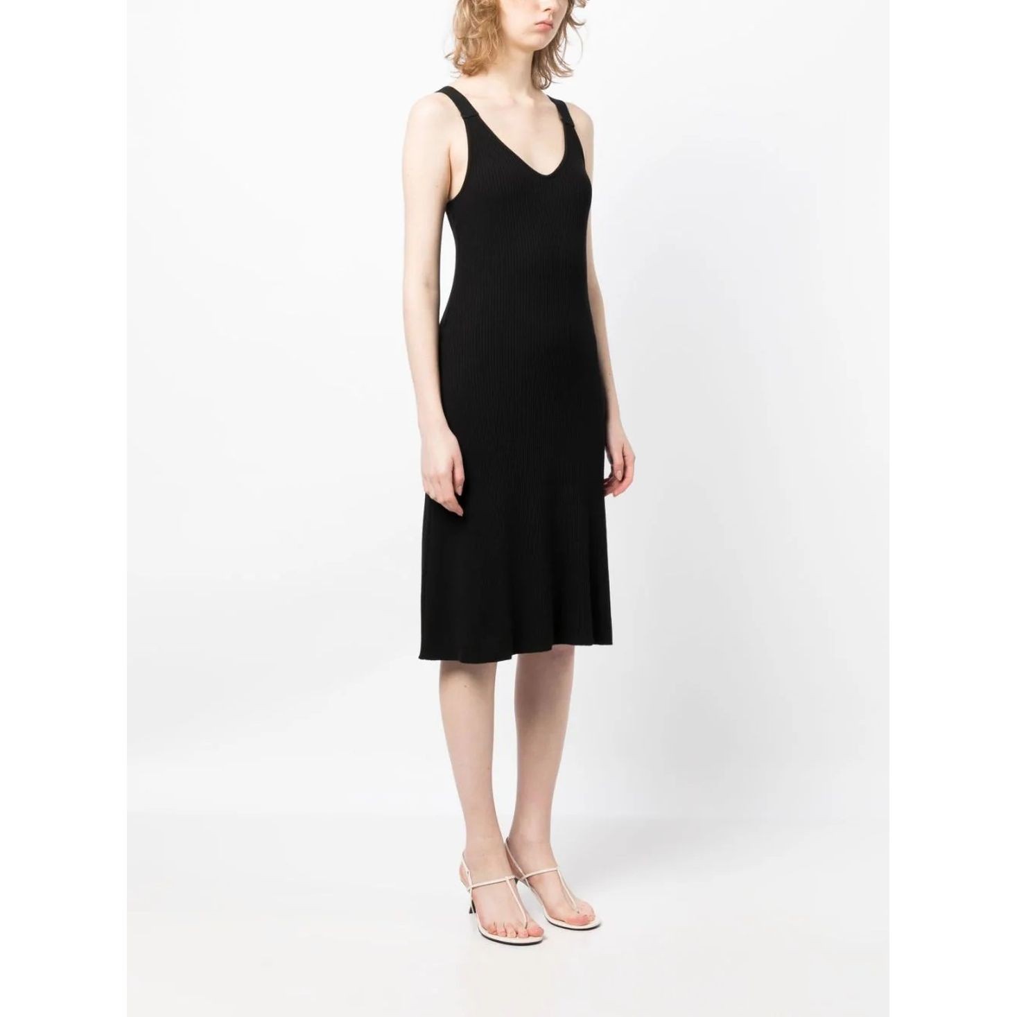 VINCE Megzta suknelė moterims, Juoda, Rib dress 2