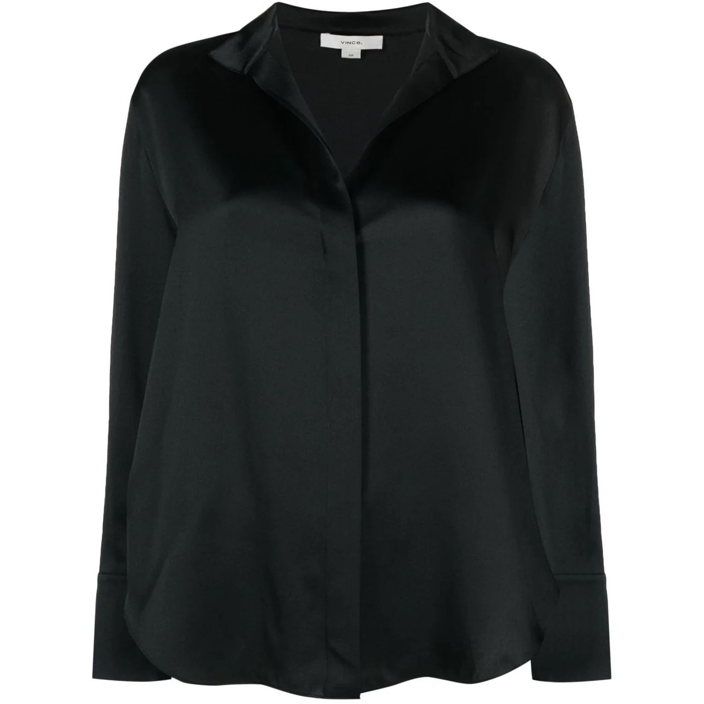 VINCE Palaidinės moterims, Juoda, Long sleeve stand blouse 1