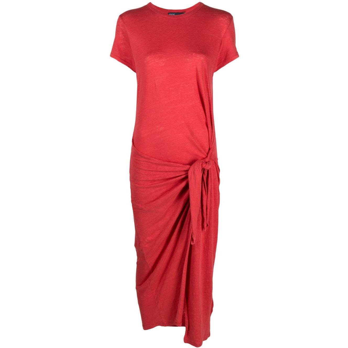 POLO RALPH LAUREN Midi suknelė moterims, Raudona, Short sleeve day dress