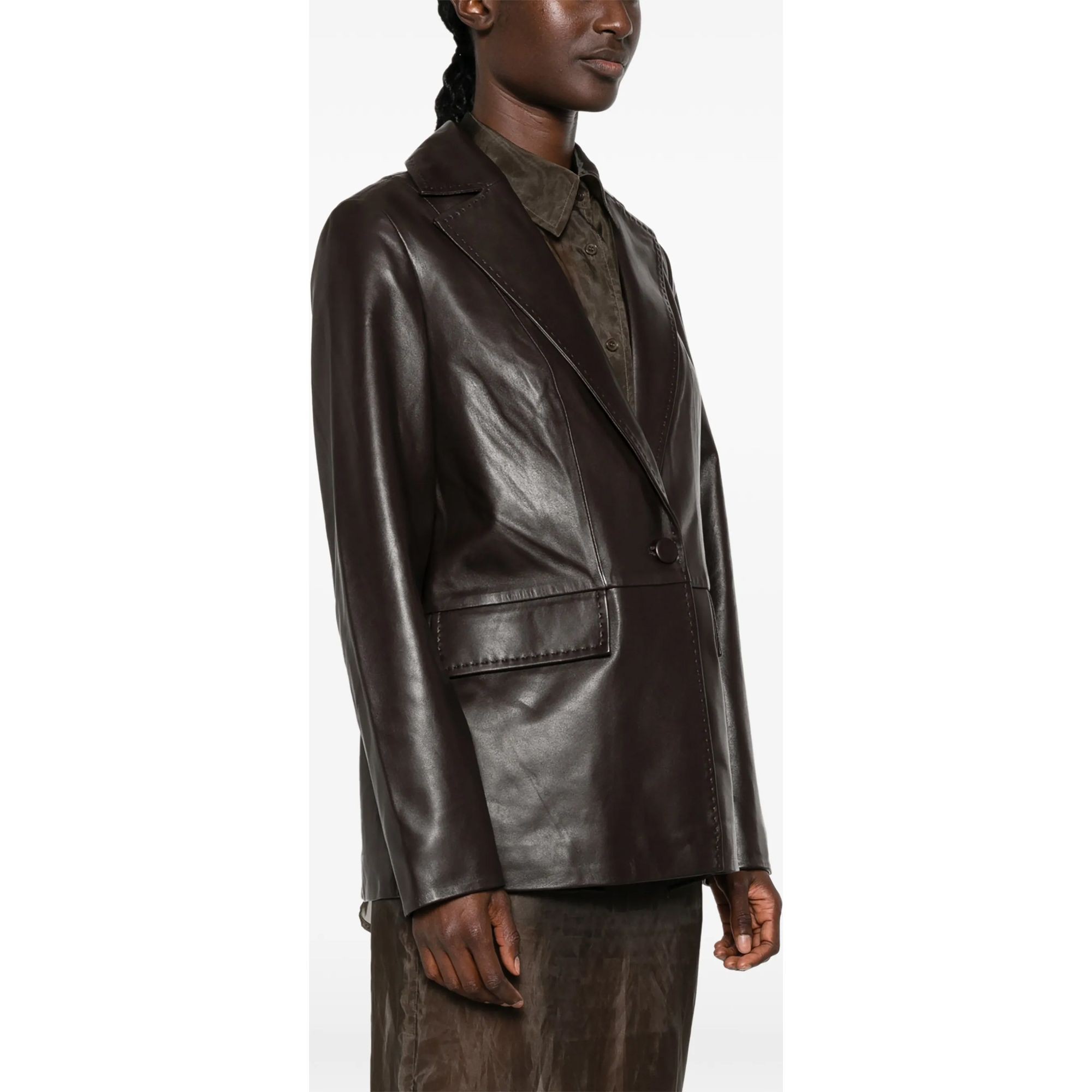ADRIANNA FERETTI Odinė striukė moterims, Ruda, Leather jacket 3