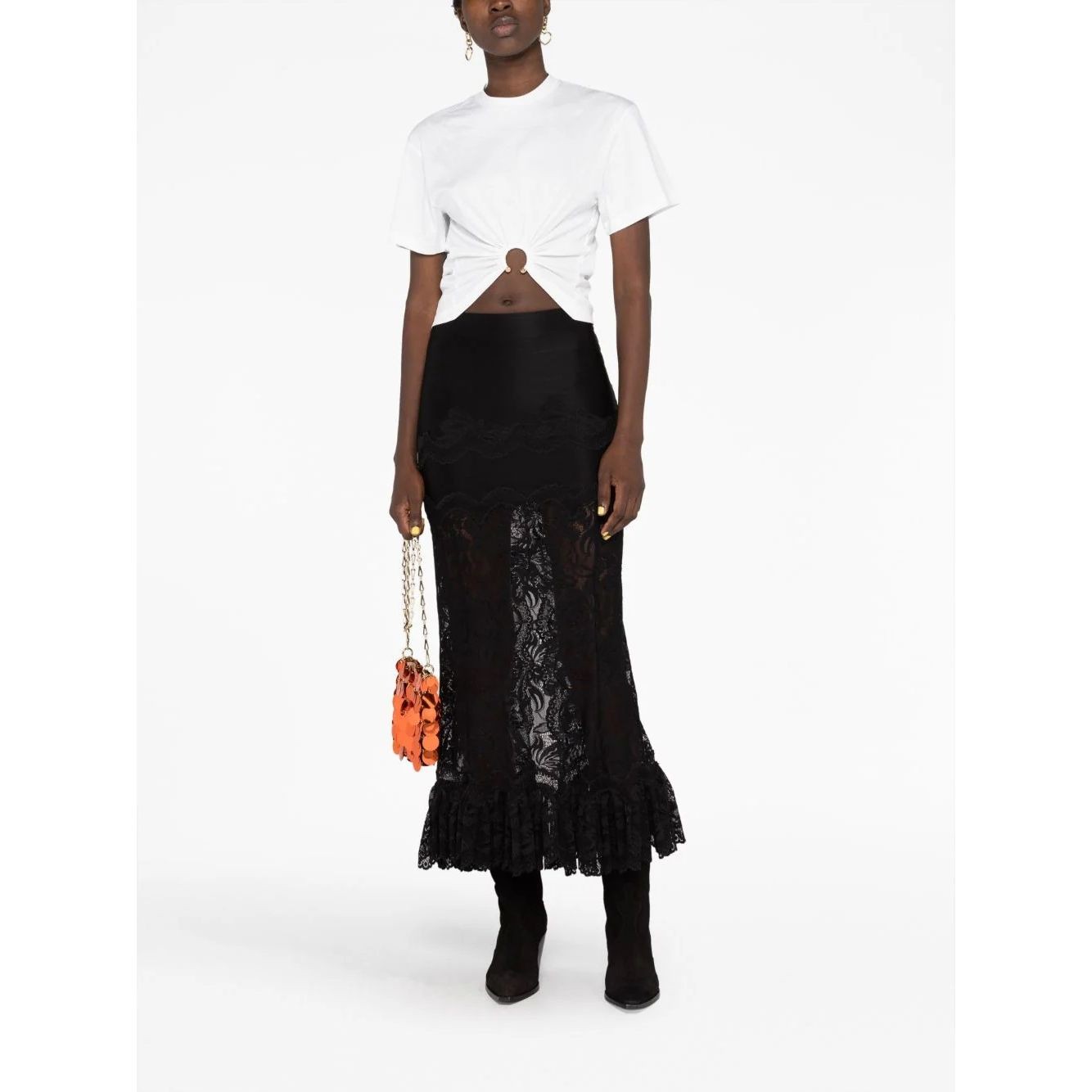 PACO RABANNE Trumpinti marškinėliai moterims, Balta, Crop top 2
