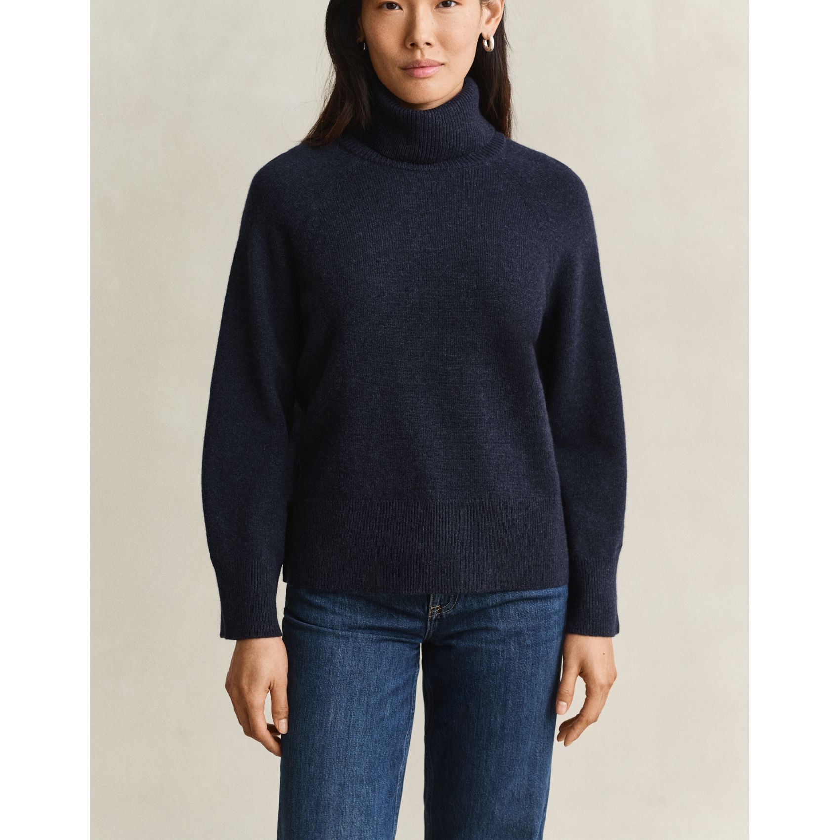 GANT Megztinis su kaklu moterims, Mėlyna, Wool cashmere turtleneck 2