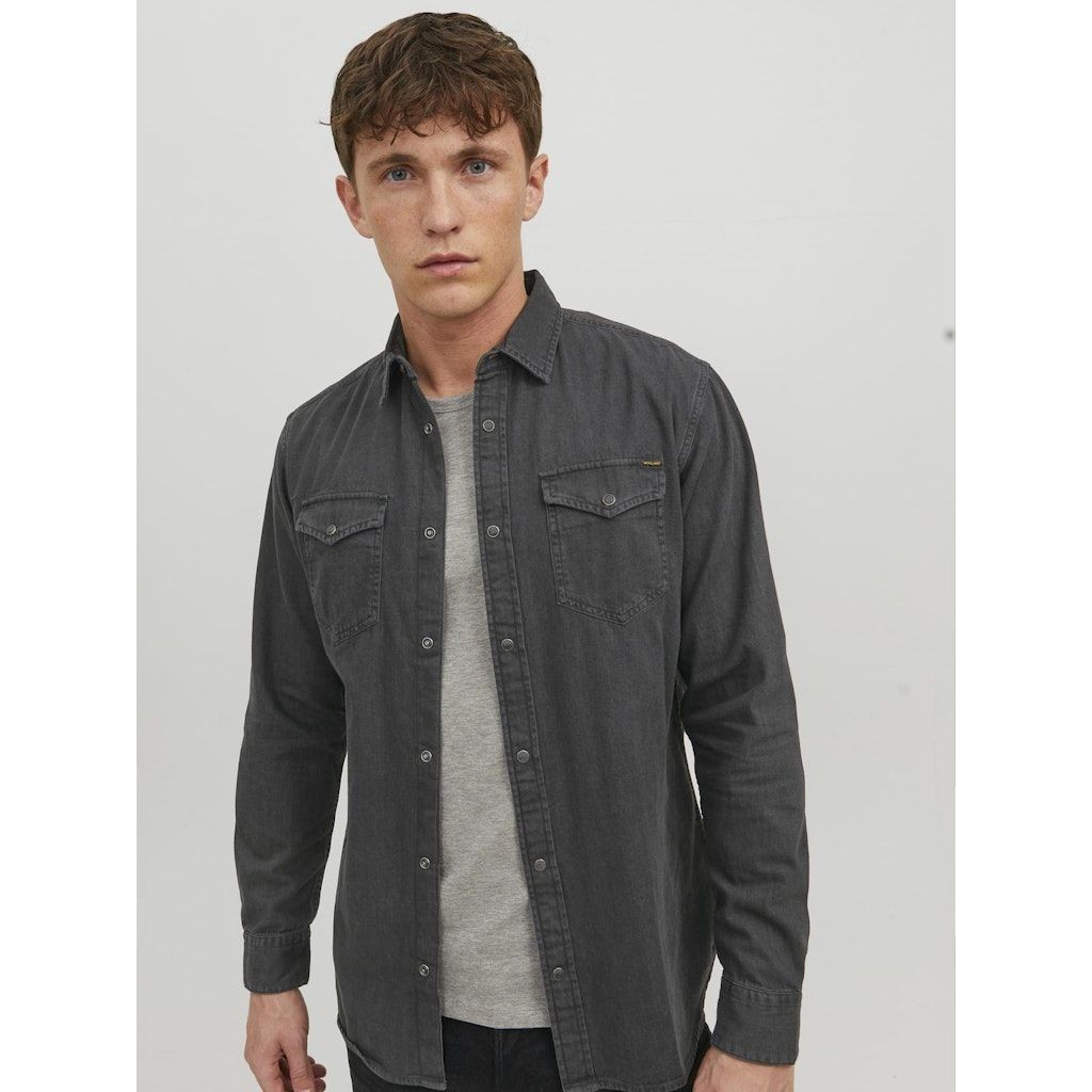JACK & JONES Marškiniai vyrams, Juoda, JJESHERIDAN SHIRT L/ 6