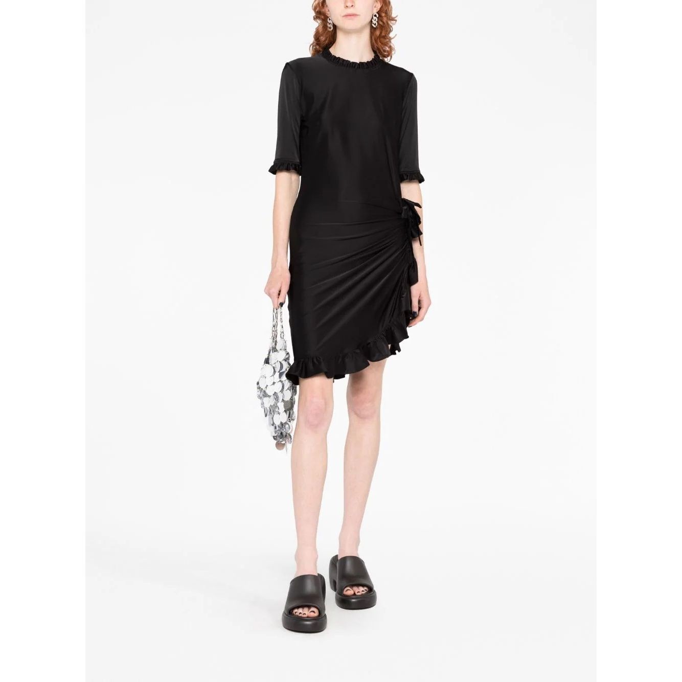 PACO RABANNE Mini suknelė moterims, Juoda, Asymmetric mini dress 2