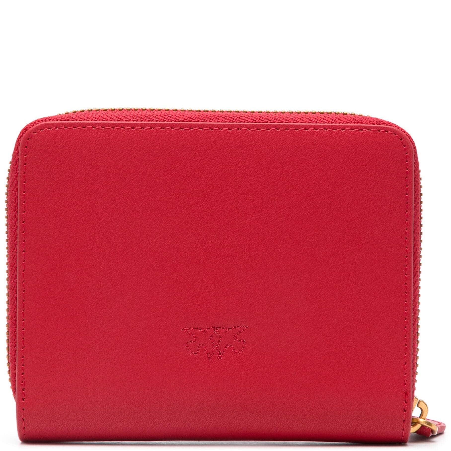 PINKO Piniginė moterims, Rožinė, Logo-plaque leather wallet 2