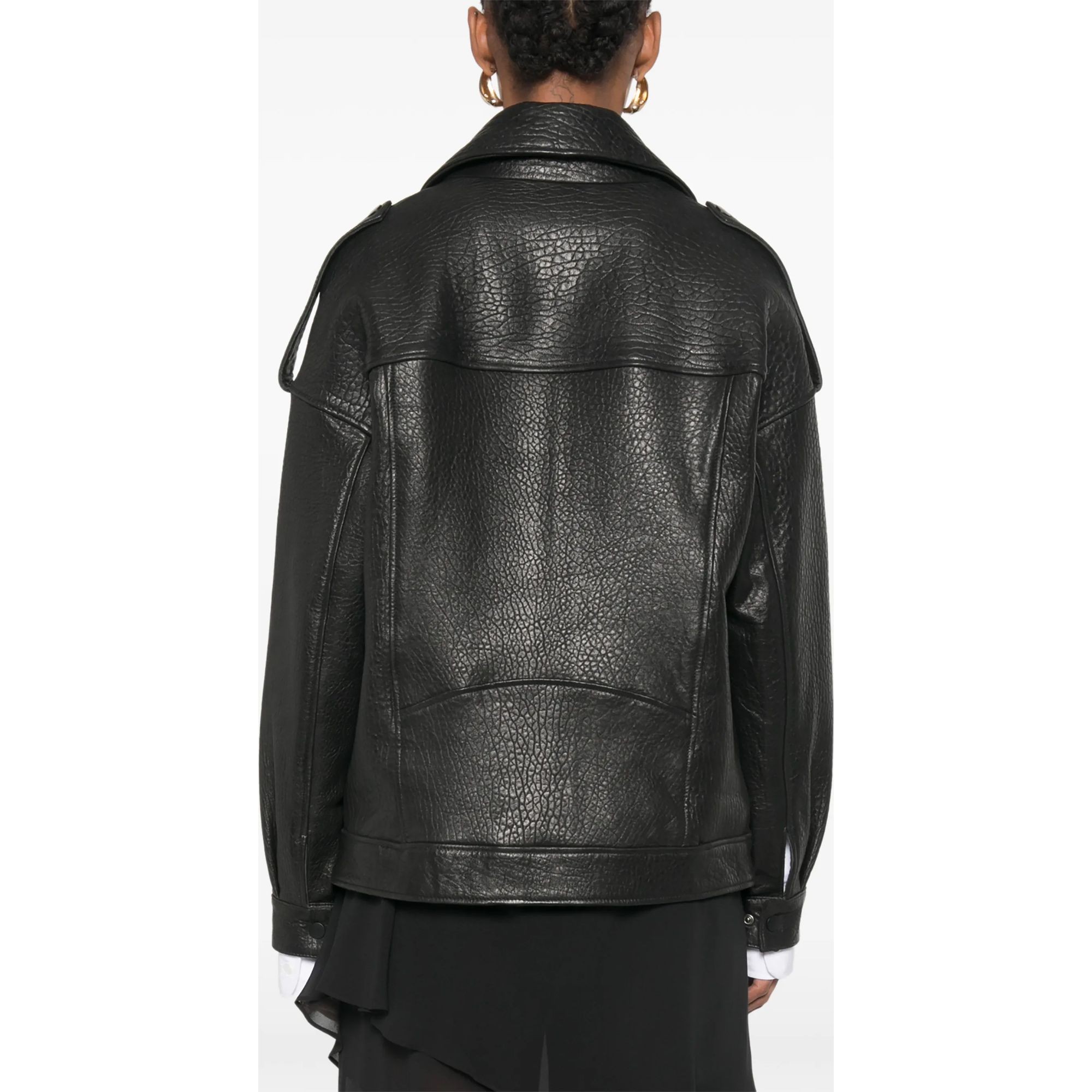 ADRIANNA FERETTI Odinė striukė moterims, Juoda, Leather jacket 4