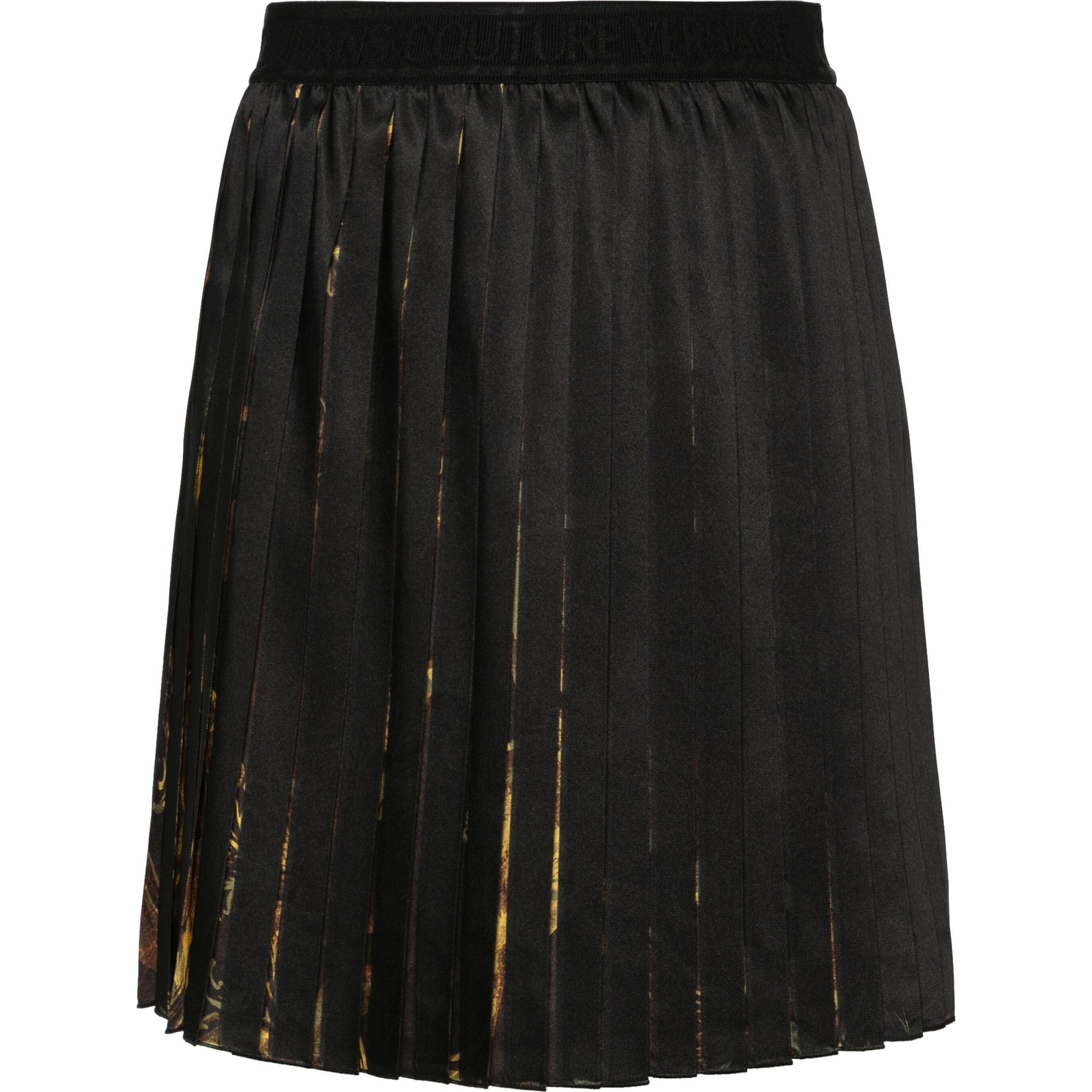 VERSACE JEANS CUTURE Mini sijonas moterims, Juoda, Baroccoflage-print mini skirt