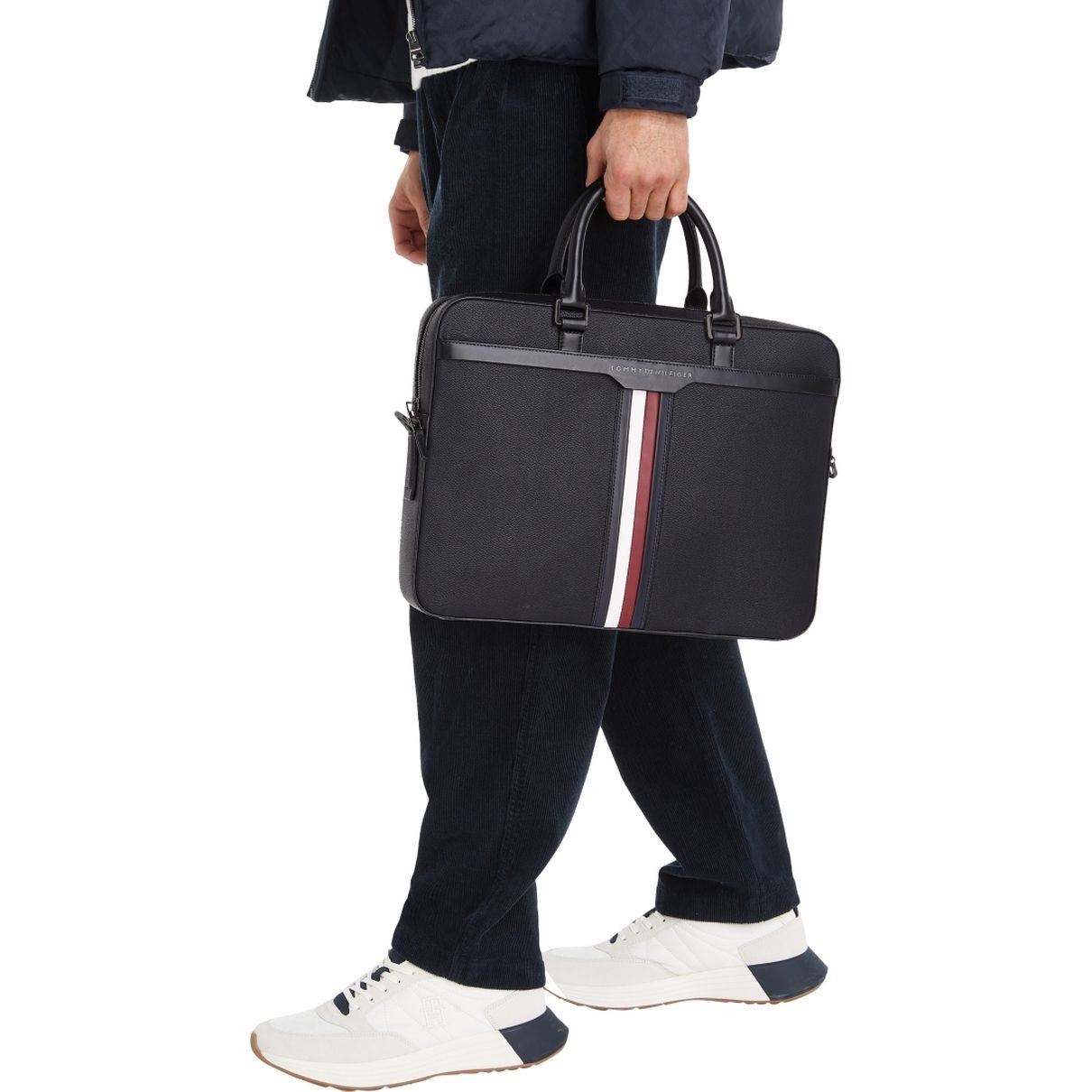 TOMMY HILFIGER Dėklas kompiuteriui vyrams, Juoda, Coated canvas computer bag 5