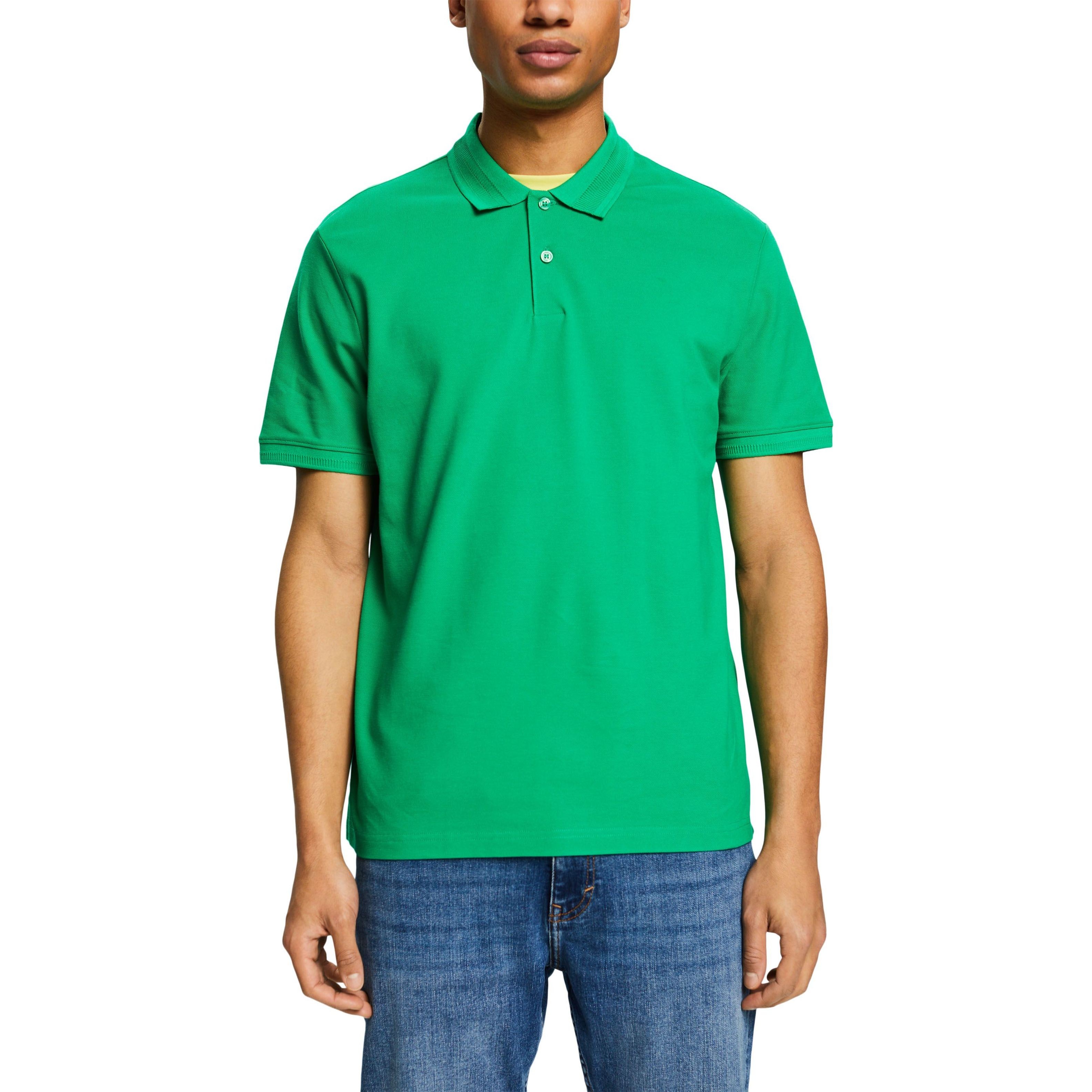 ESPRIT Polo marškiniai ilgos rank. vyrams, Žalia, Cotton Pique Polo Shirt, esp993ee2k320-310 2