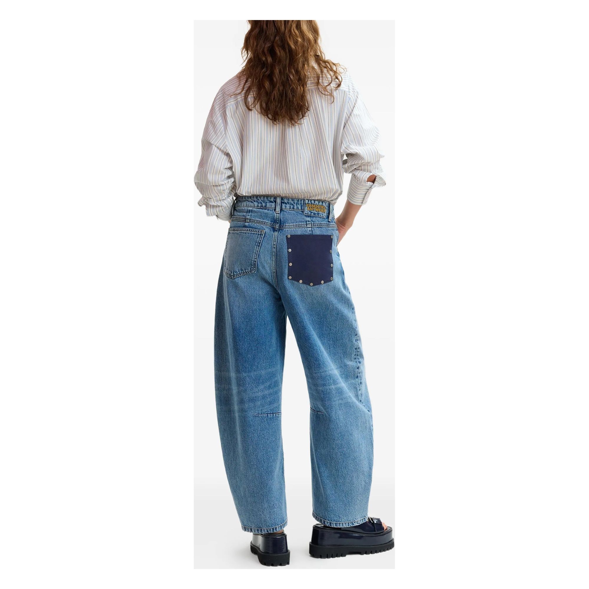 ESSENTIEL ANTWERP Platūs džinsai moterims, Mėlyna, 1 barrel leg jeans 3