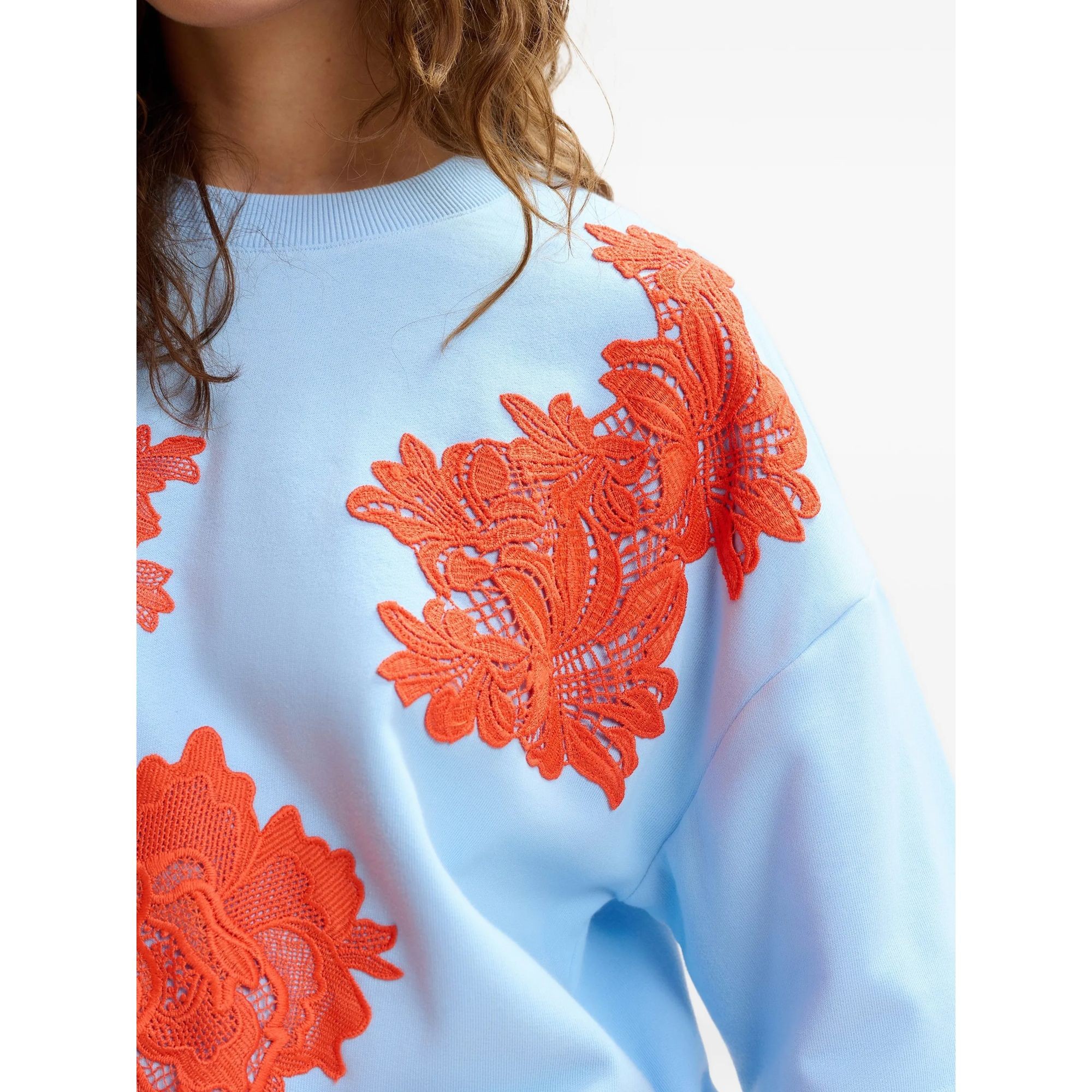 ESSENTIEL ANTWERP Marškinėliai trump. rankovėmis moterims, Marga, 2 sweatshirt with lace 5