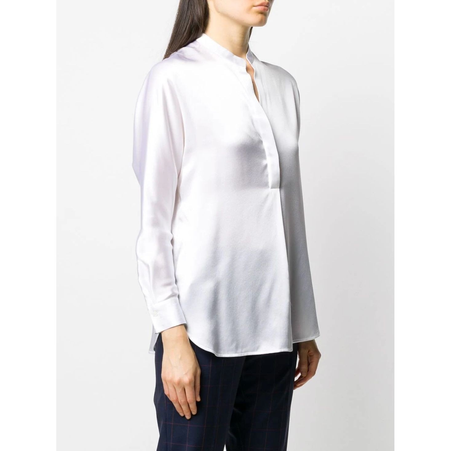VINCE Marškiniai moterims, Balta, Band collar blouse 3