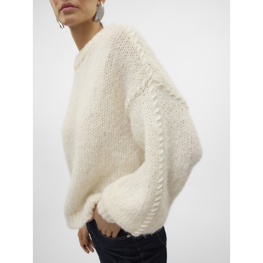 VERO MODA Megztinis moterims, Balta, Feng o-neck pullover boo 6
