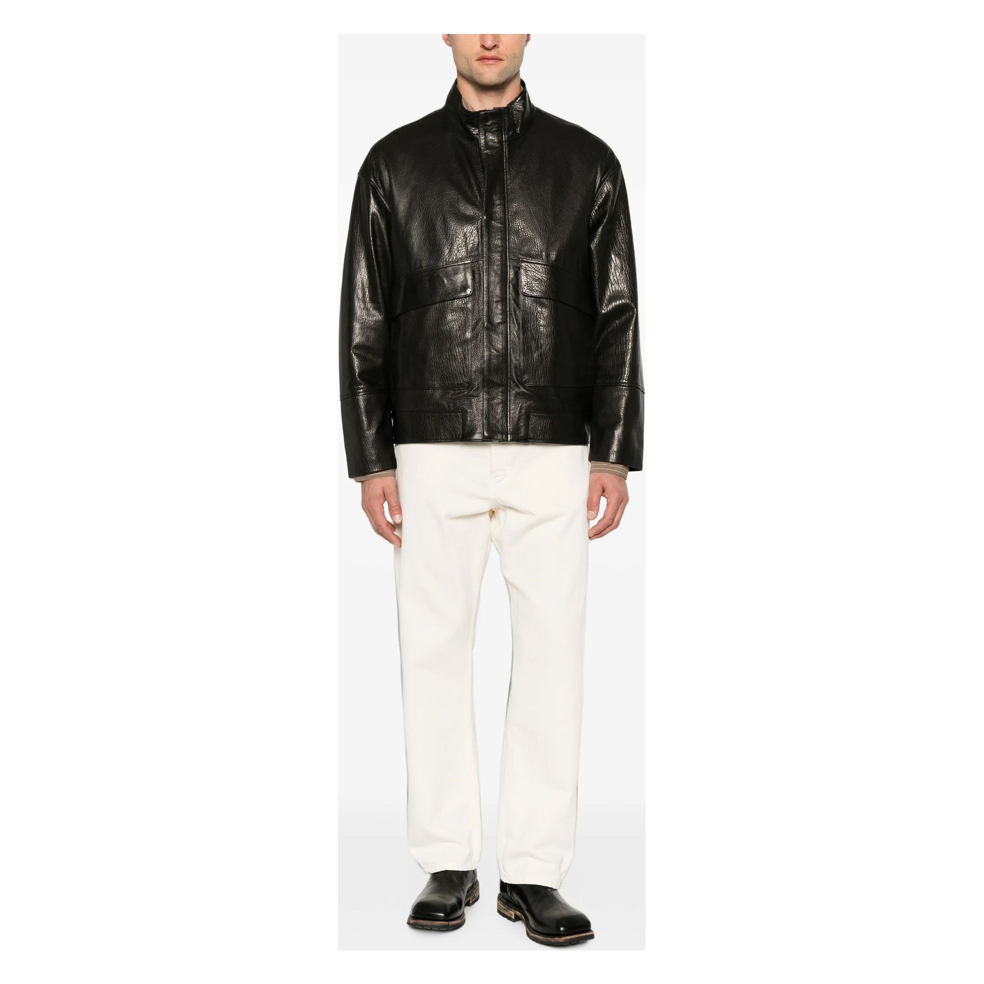 SERGIO MORETTI Odinė striukė vyrams, Juoda, Leather jacket 2