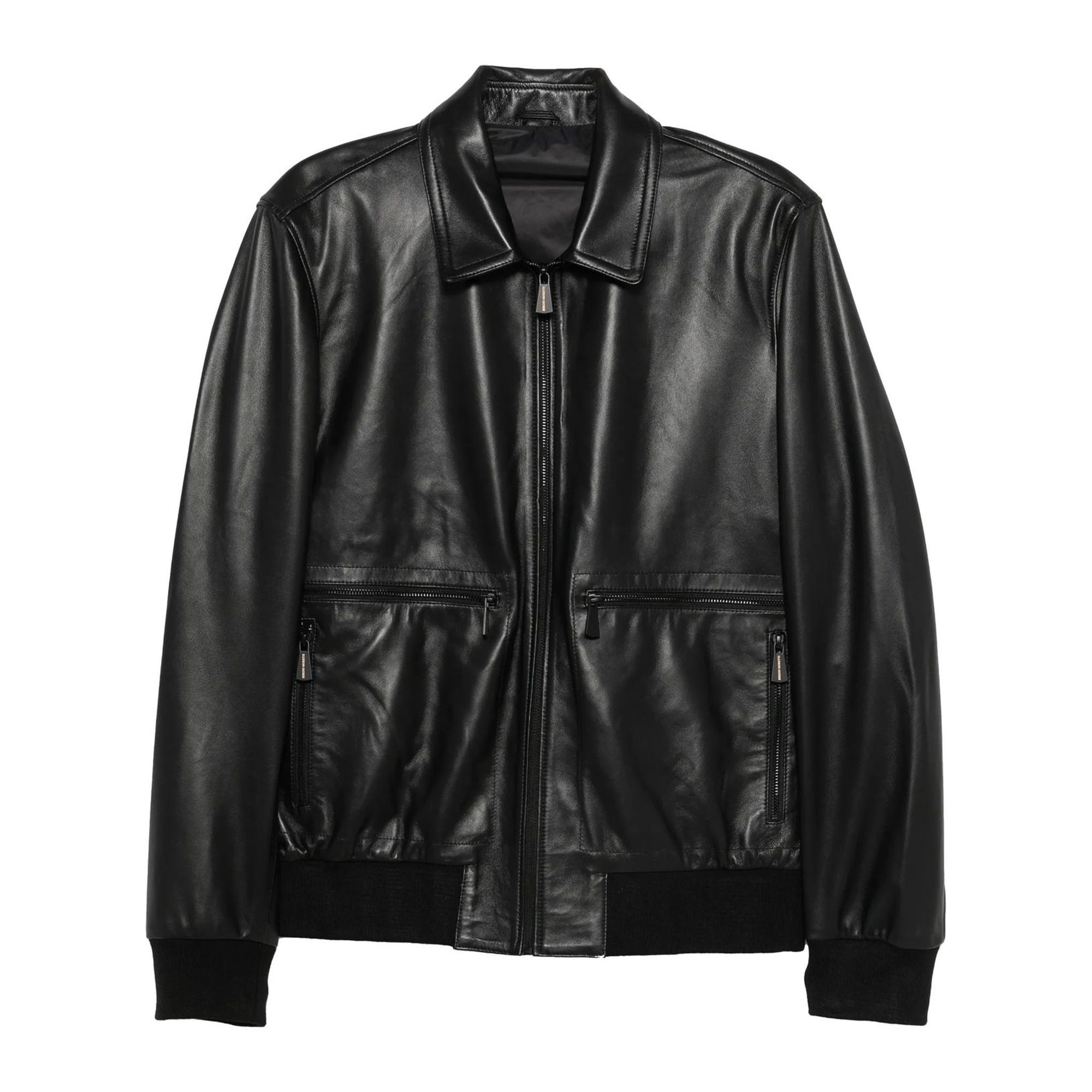 SERGIO MORETTI Odinė striukė vyrams, Juoda, Leather jacket 1