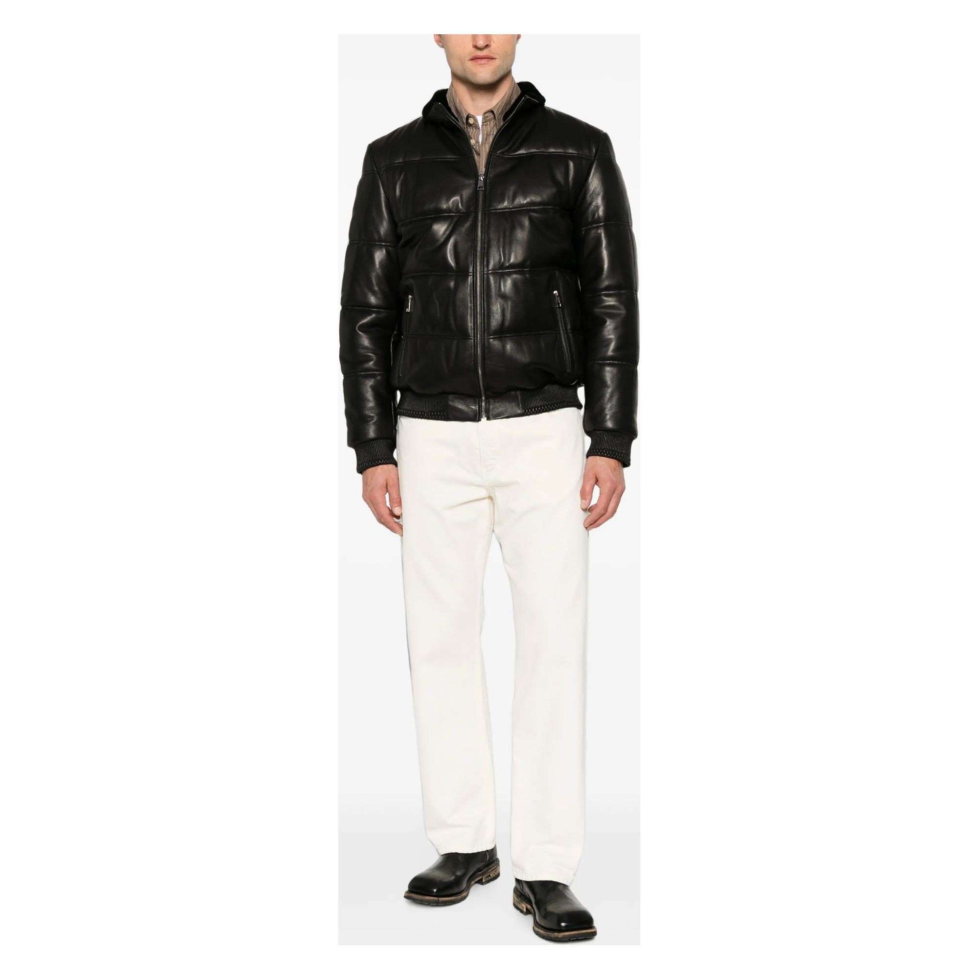 SERGIO MORETTI Odinė striukė vyrams, Juoda, Leather jacket 2