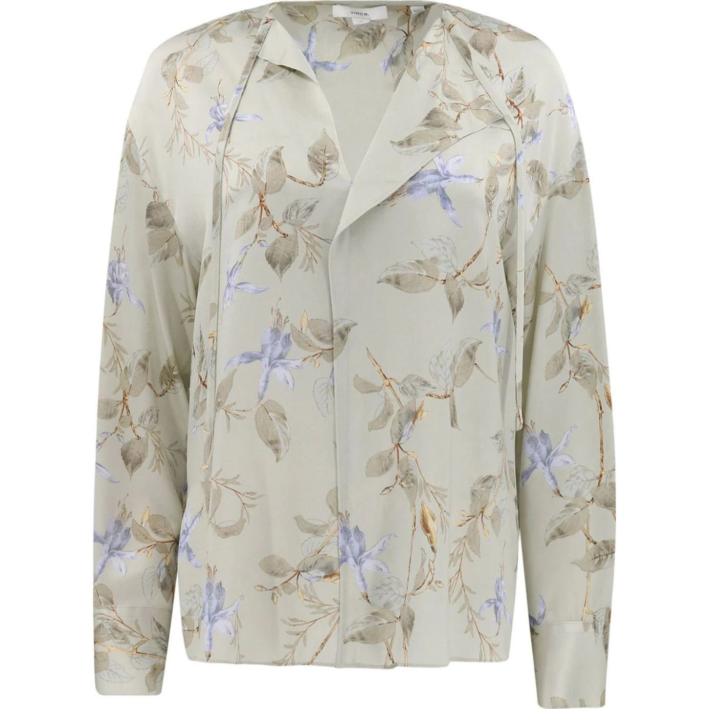 VINCE Marškiniai ilgomis rankovėmis moterims, Marga, Bellflower draped tie blouse 1