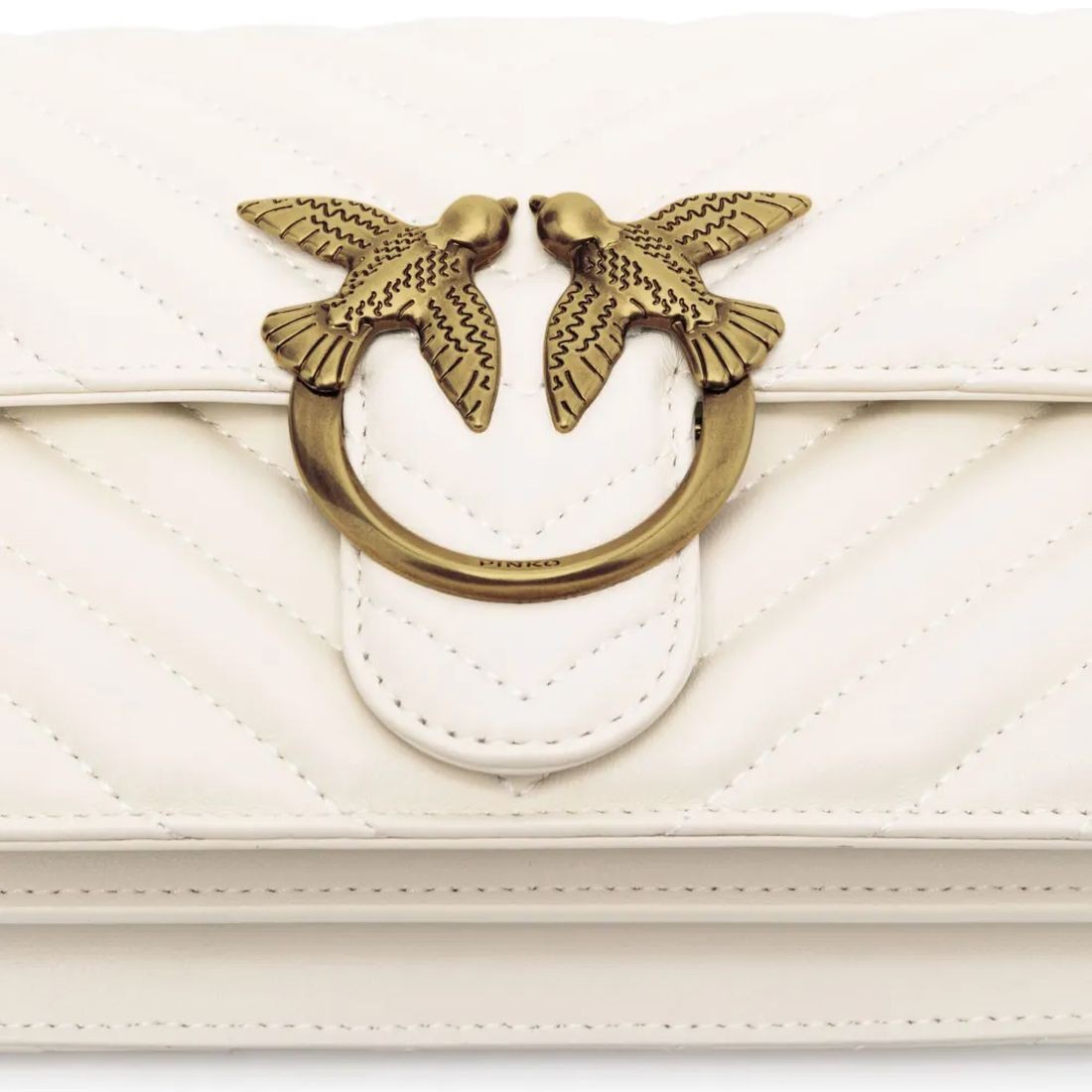 PINKO Rankinė per petį moterims, Balta, Love one mini crossbody bag 3