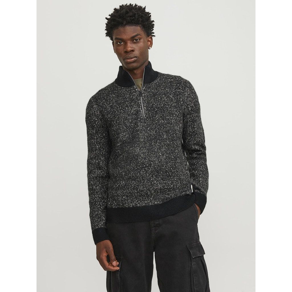 JACK & JONES Džemperis vyrams, Juoda, JCOSPACE KNIT HALF Z 2
