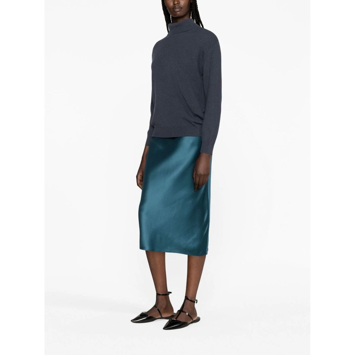 JOSEPH Midi suknelė moterims, Žalia, Isaak silk skirt 2