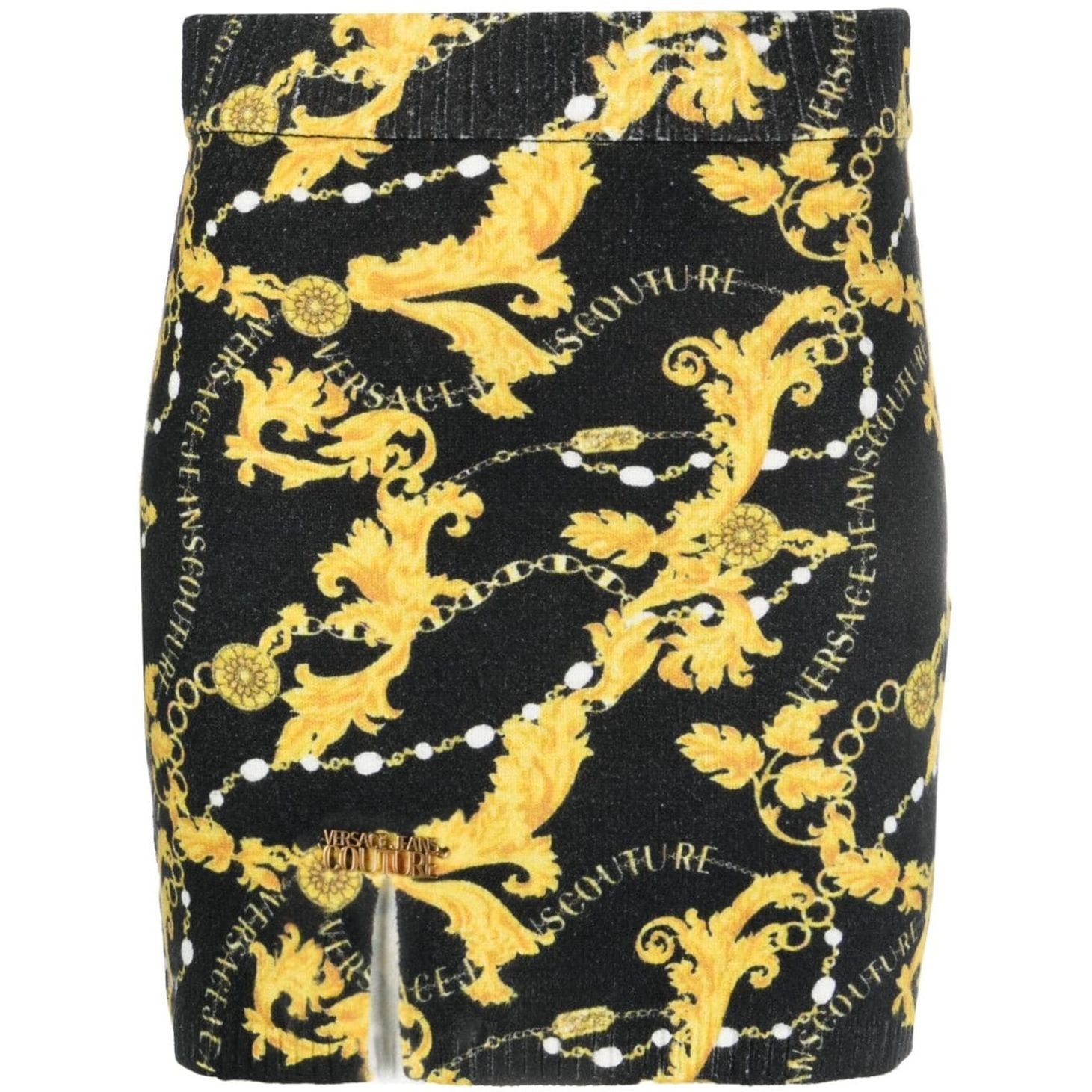 VERSACE JEANS CUTURE Midi sijonas moterims, Juoda, Midi skirt 1
