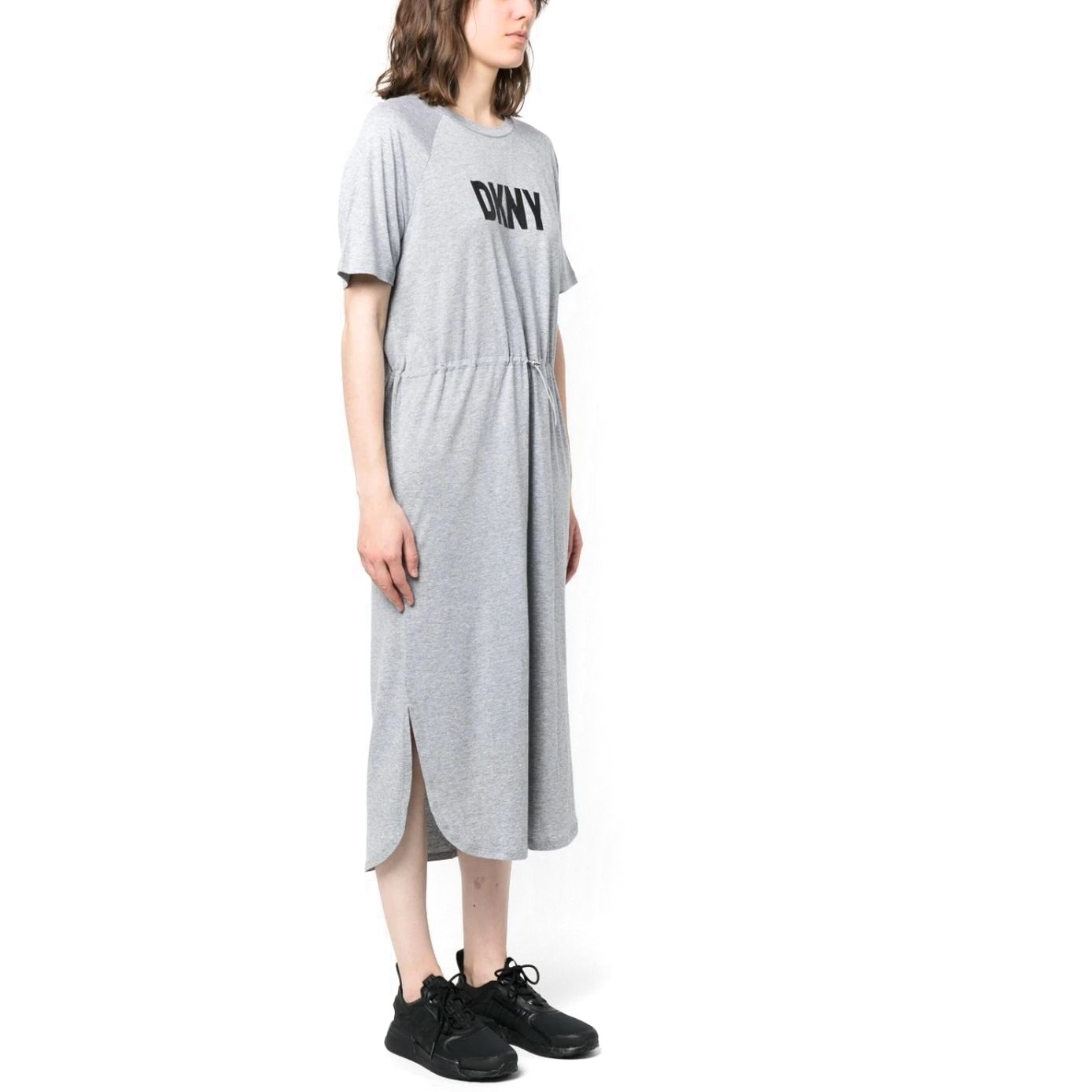 DKNY Midi suknelė moterims, Pilka, Logo drawstring dress 2