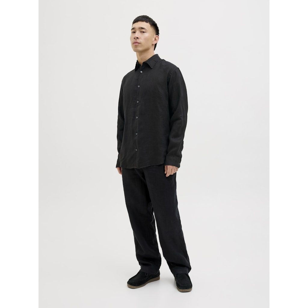 JACK & JONES Marškiniai ilgomis rankovėmis vyrams, Juoda, Lawrence linen shirt 5
