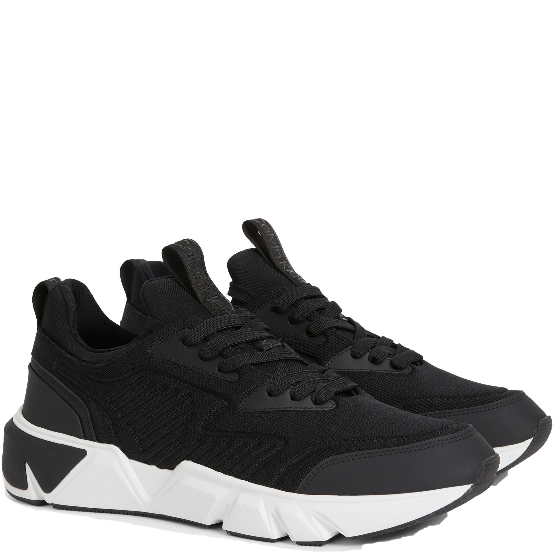 CALVIN KLEIN Laisvalaikio bateliai vyrams, Juoda, Low top lace up knit leisure 1