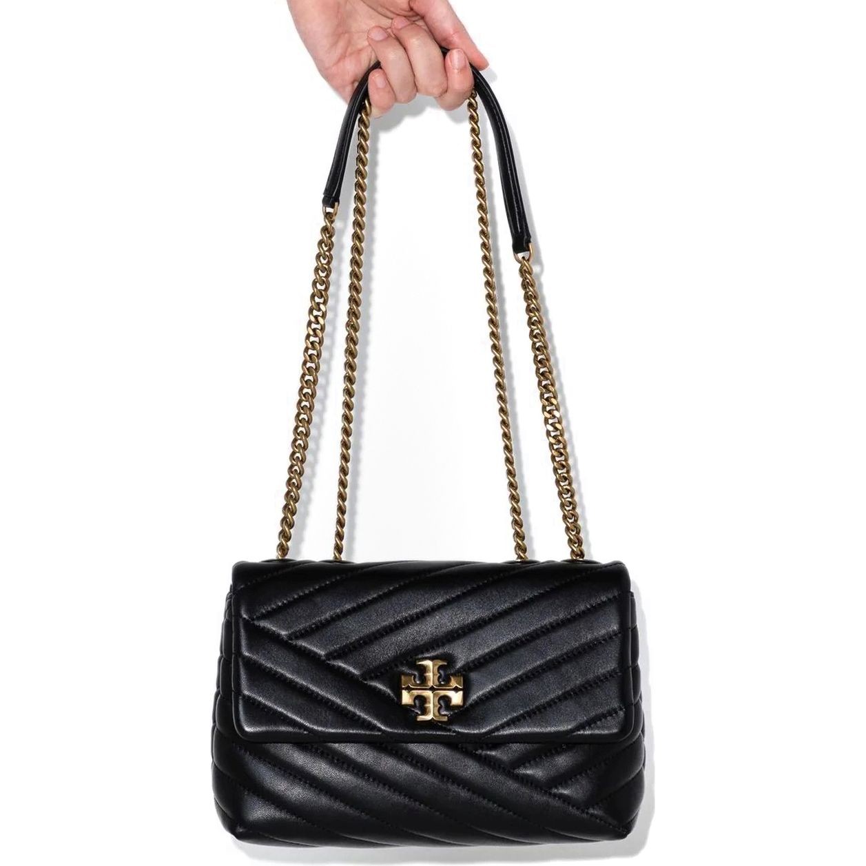 TORY BURCH Rankinė per petį moterims, Juoda, Small kira chevron shoulderbag 4