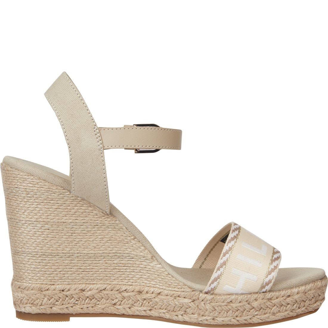 TOMMY HILFIGER Basutės moterims, Žalia, Seasonal webbing wedge sandals 3