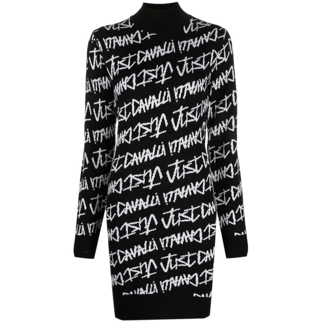 JUST CAVALLI Midi suknelė moterims, Juoda, Long sleeve dress 1