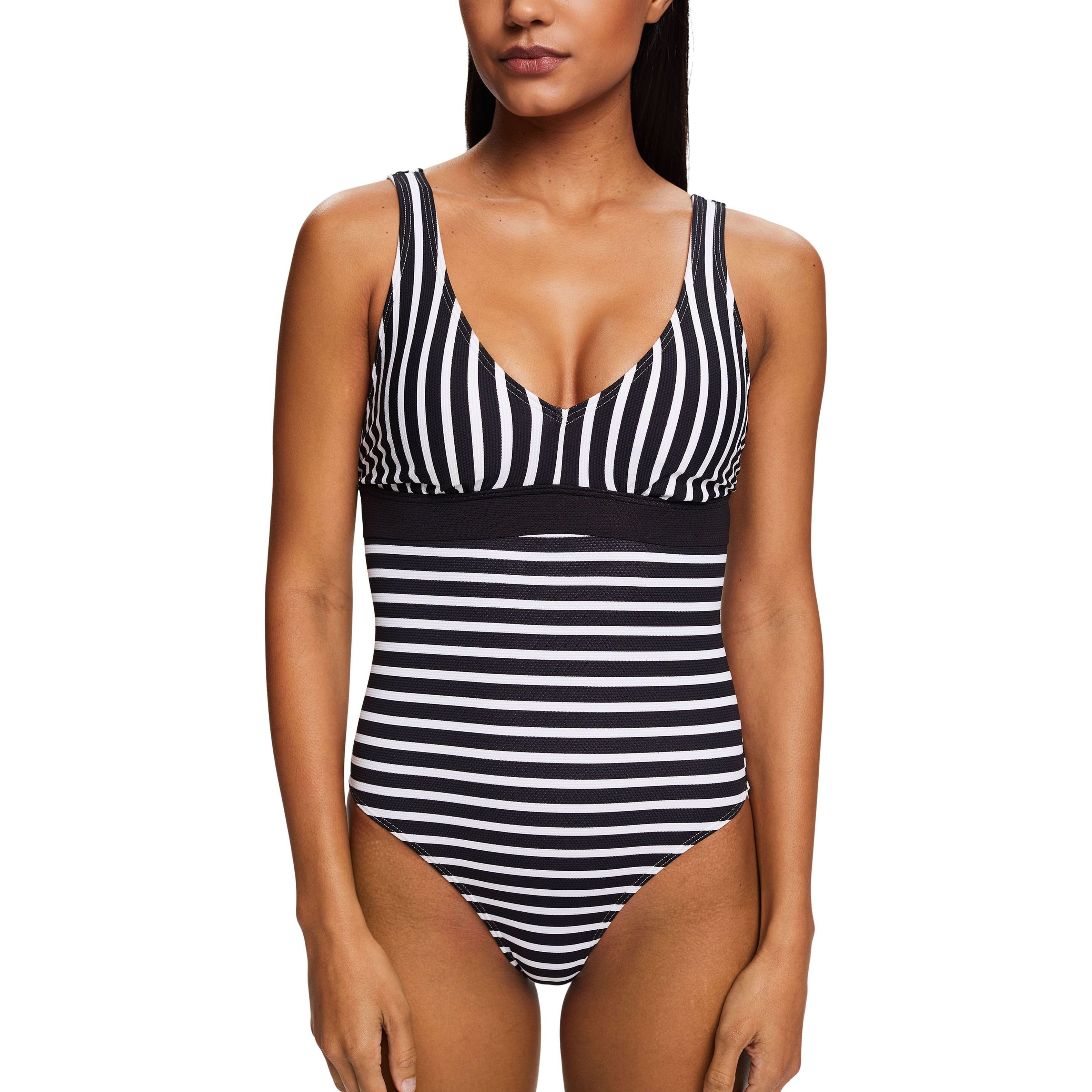 ESPRIT Maudymosi kostiumėlis moterims, Juoda, Striped swimsuit 2