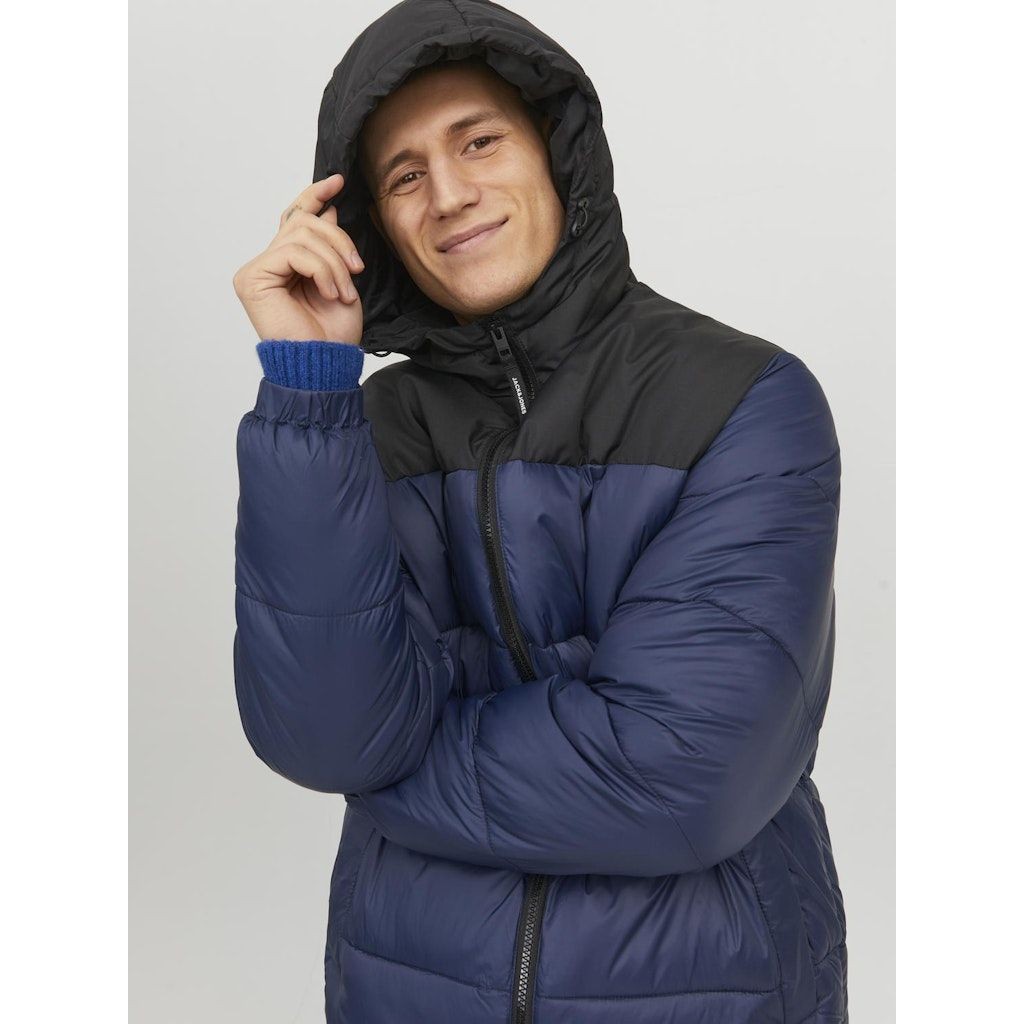 JACK & JONES Striukė vyrams, Mėlyna, JJETOBY PUFFER HOOD 3