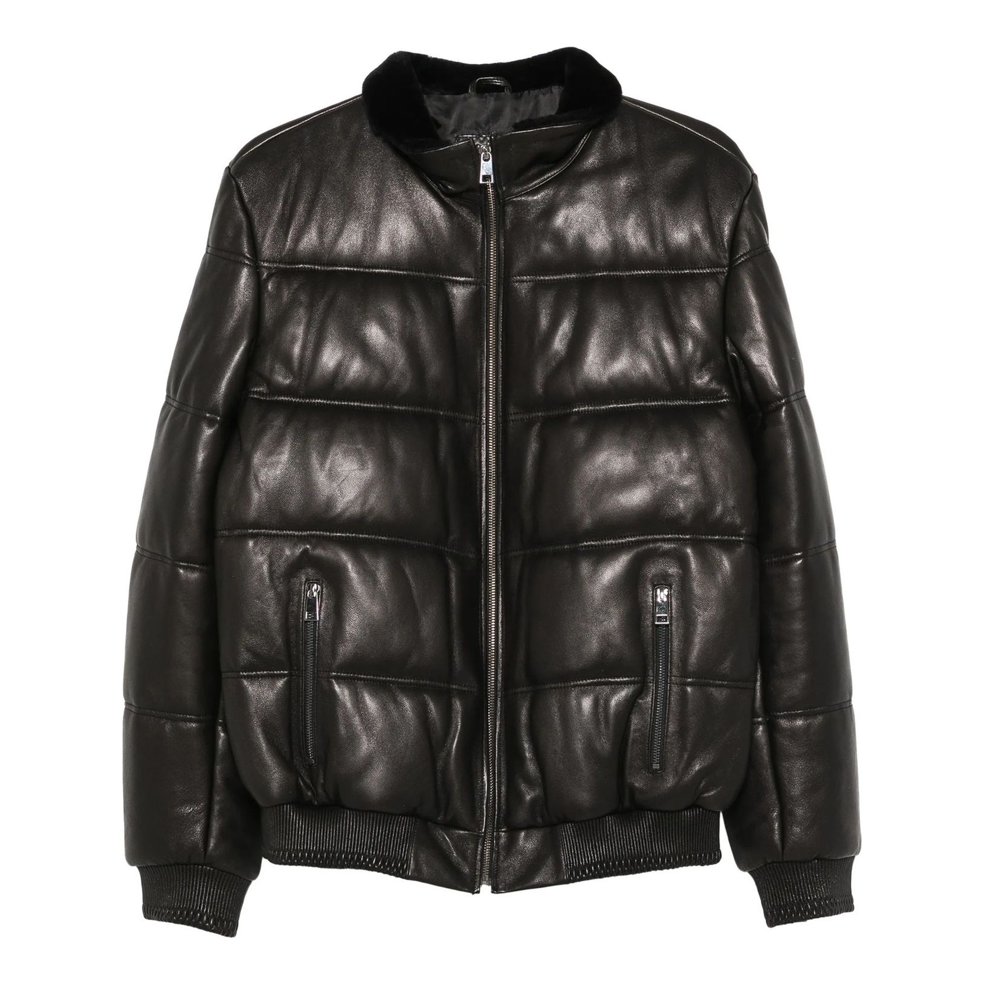 SERGIO MORETTI Odinė striukė vyrams, Juoda, Leather jacket 1