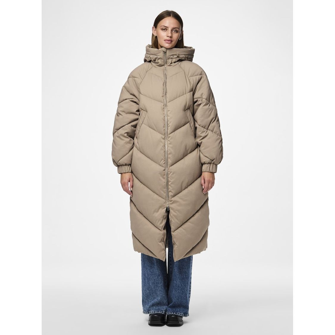 PIECES Pūkinis paltas moterims, Gray, Nocelyn puffer jacket 4