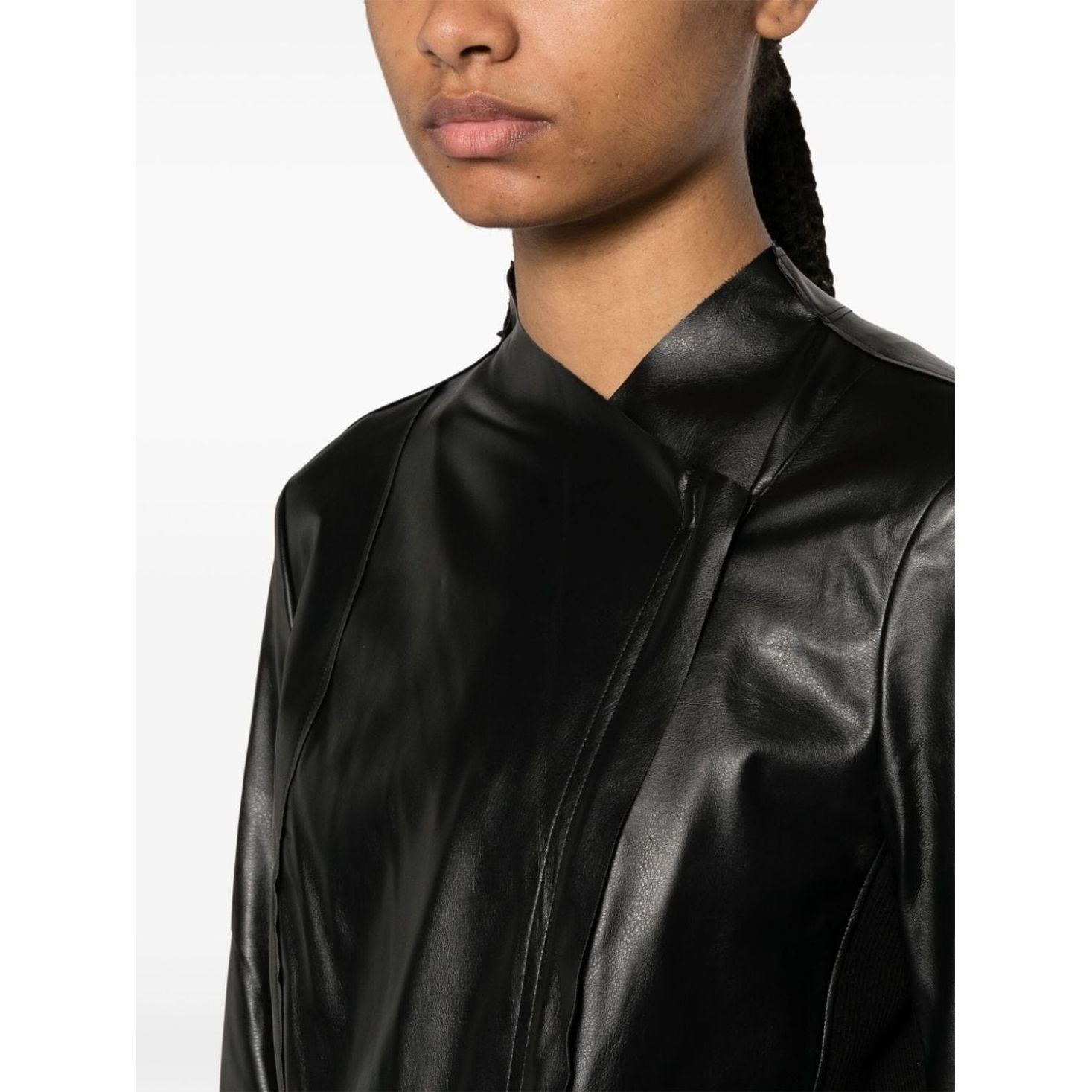 DKNY Odinė striukė moterims, Juoda, Frnt rib bk moto jacket 2