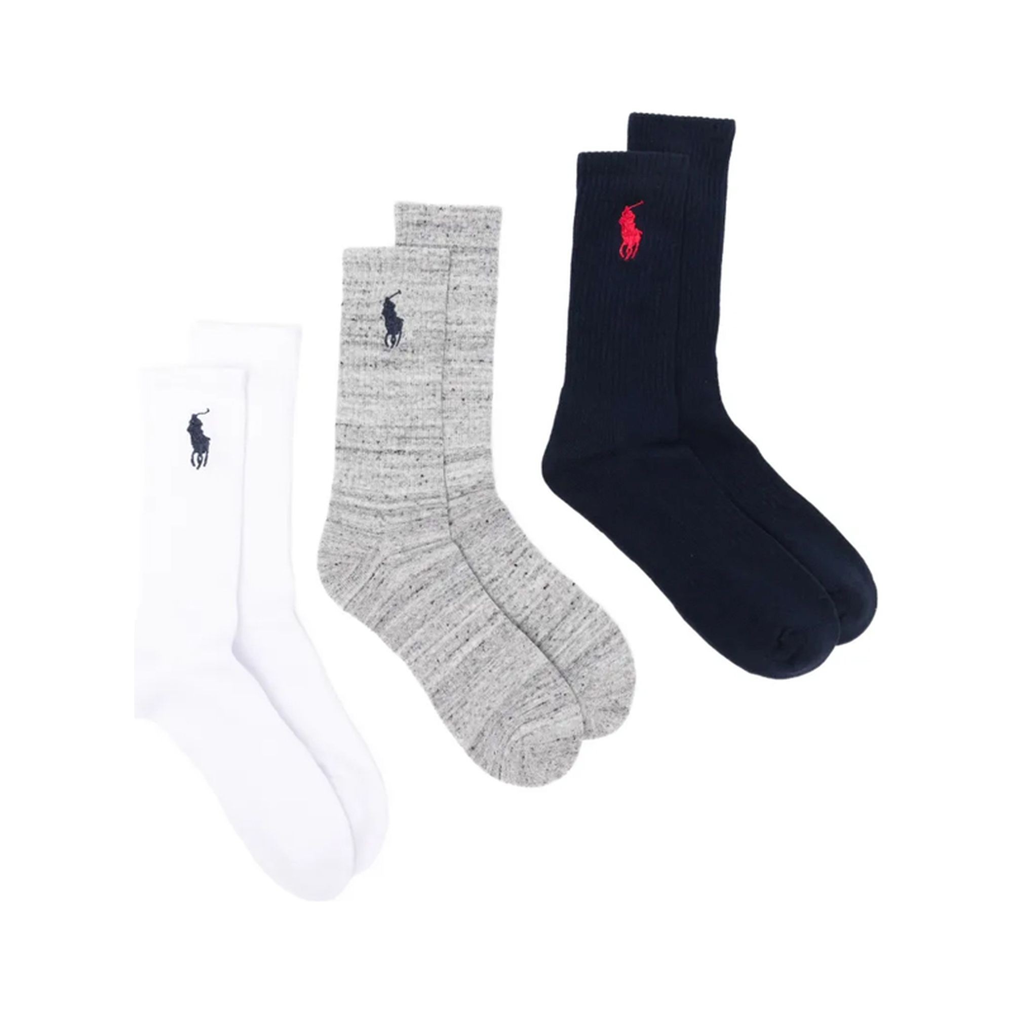 POLO RALPH LAUREN UW Kojinės vyrams, Mėlyna, Embroidbigpp-crew sock-3 pack 1