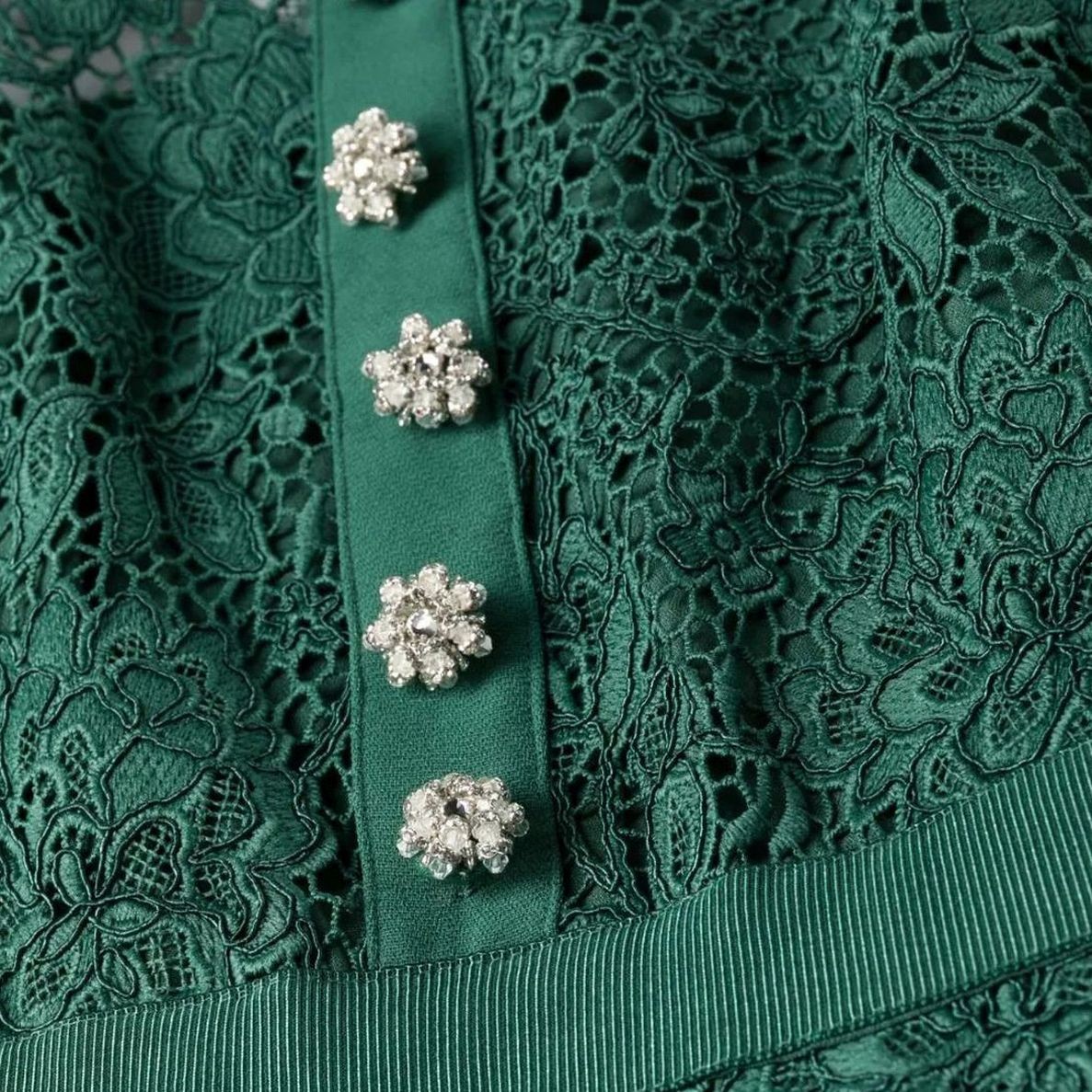 SELF PORTRAIT Midi suknelė moterims, Žalia, Green cord lace midi dress 4