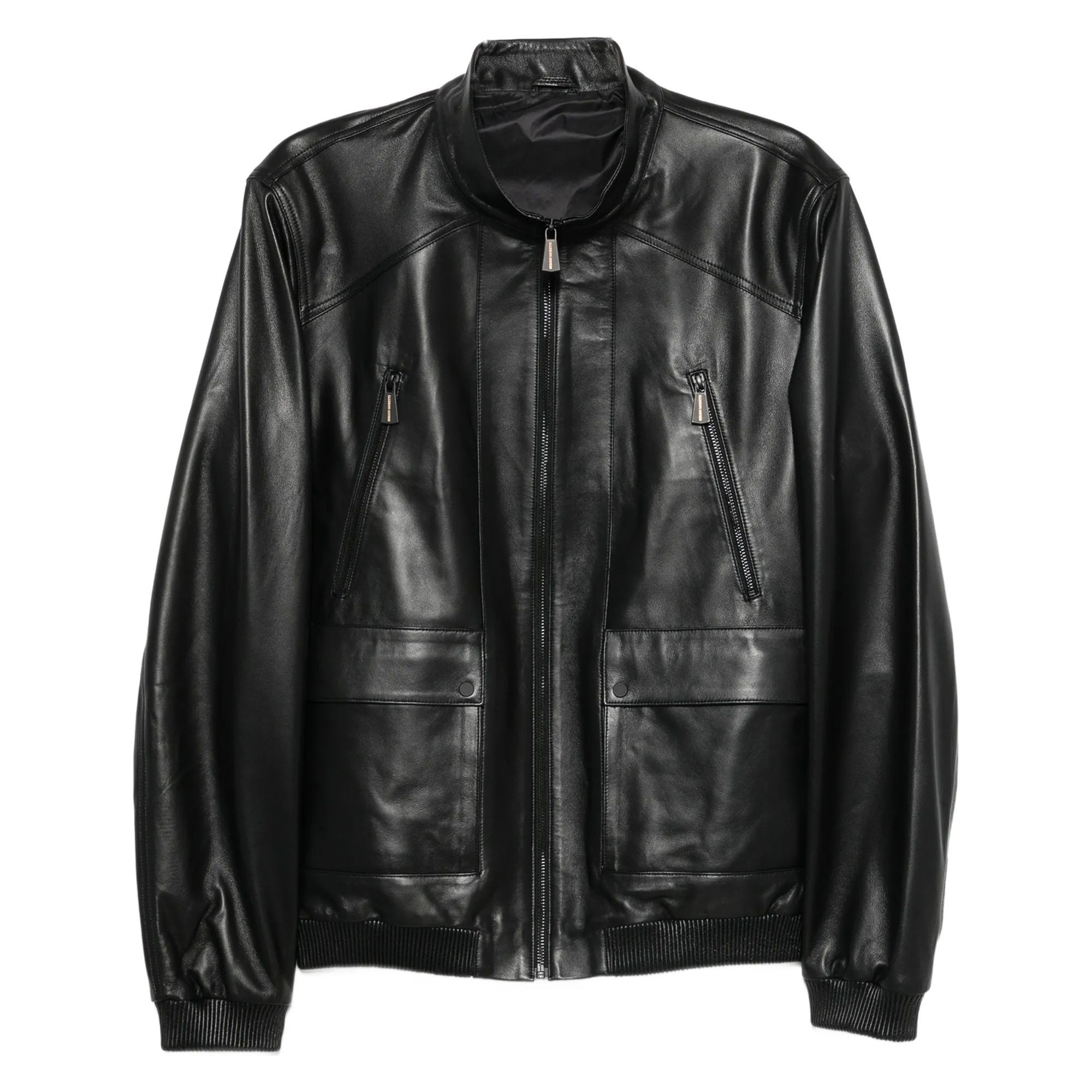 SERGIO MORETTI Odinė striukė vyrams, Juoda, Leather jacket 1