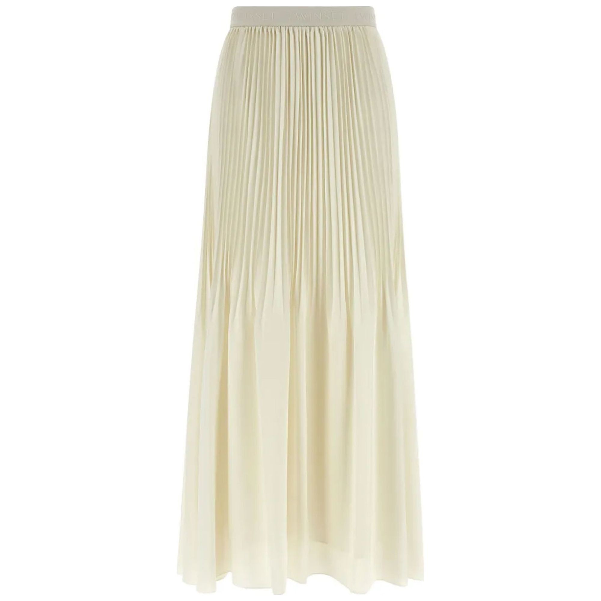 TWINSET Maxi sijonas moterims, Balta, Pleated logo waistband skirt 1