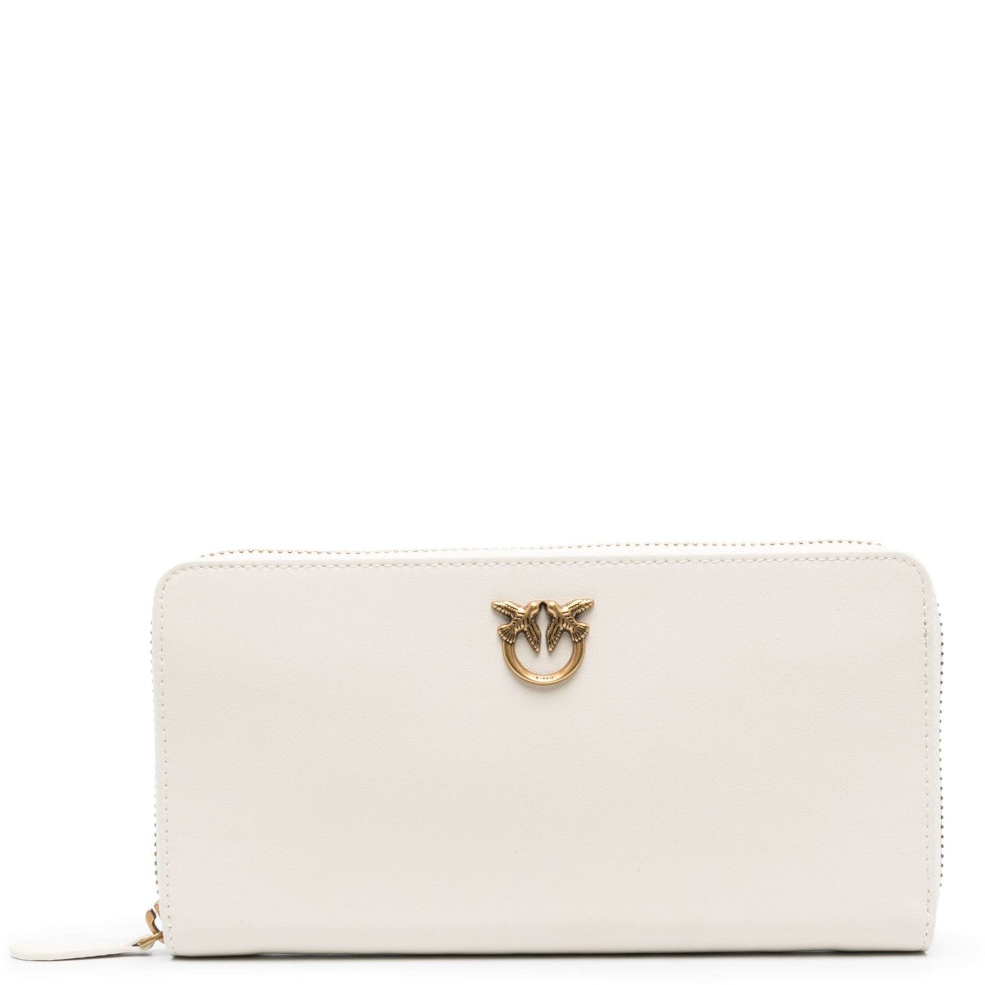 PINKO Piniginė moterims, Balta, Love birds leather wallet 1