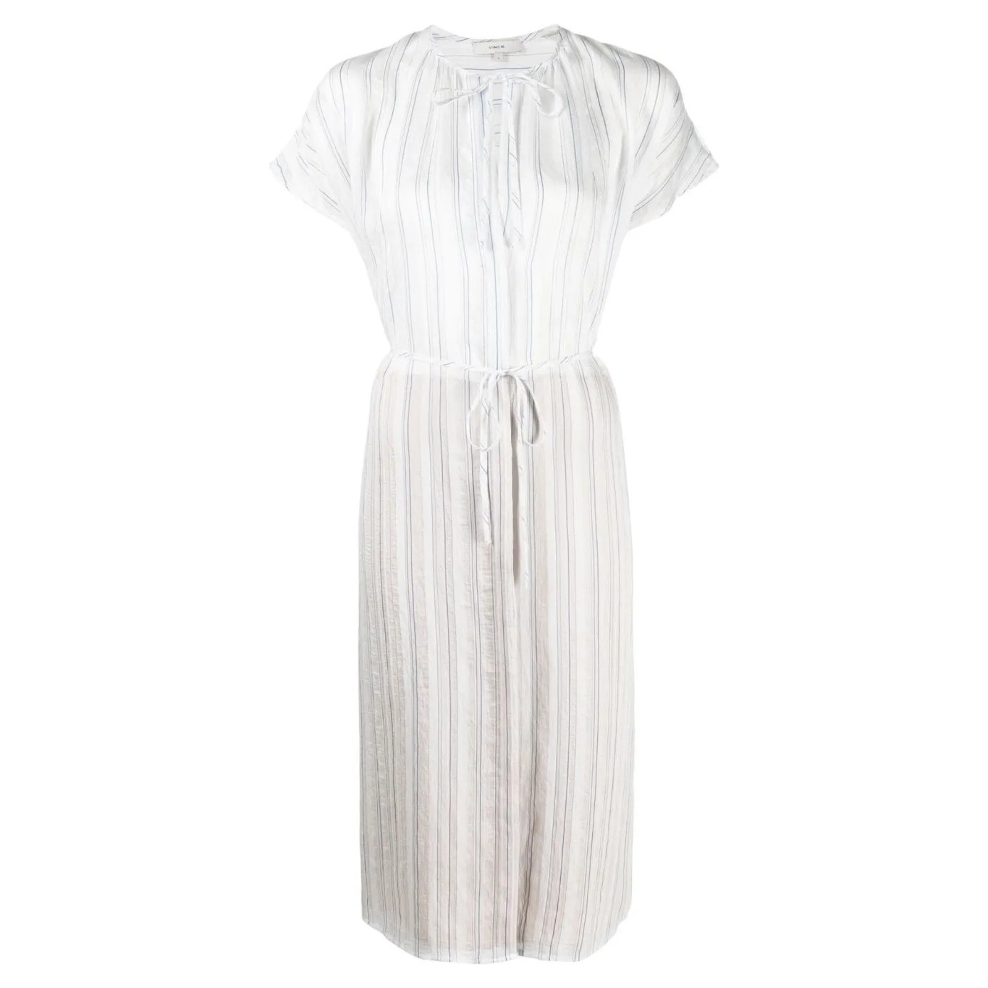 VINCE Midi suknelė moterims, Balta, Drapey stripe shirred dress 1